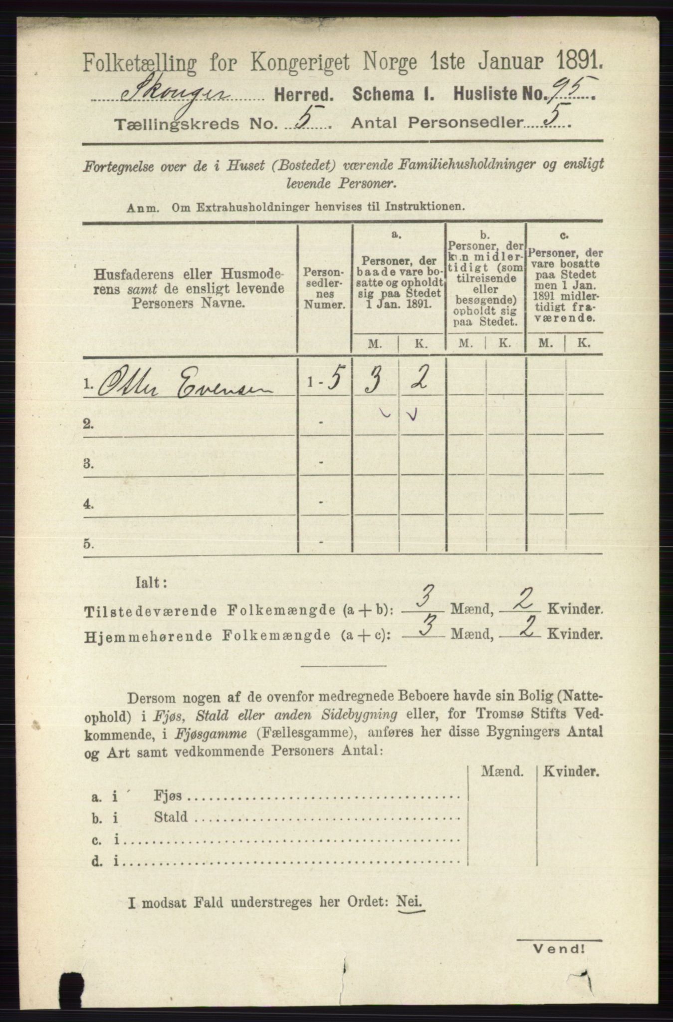 RA, 1891 census for 0712 Skoger, 1891, p. 3102