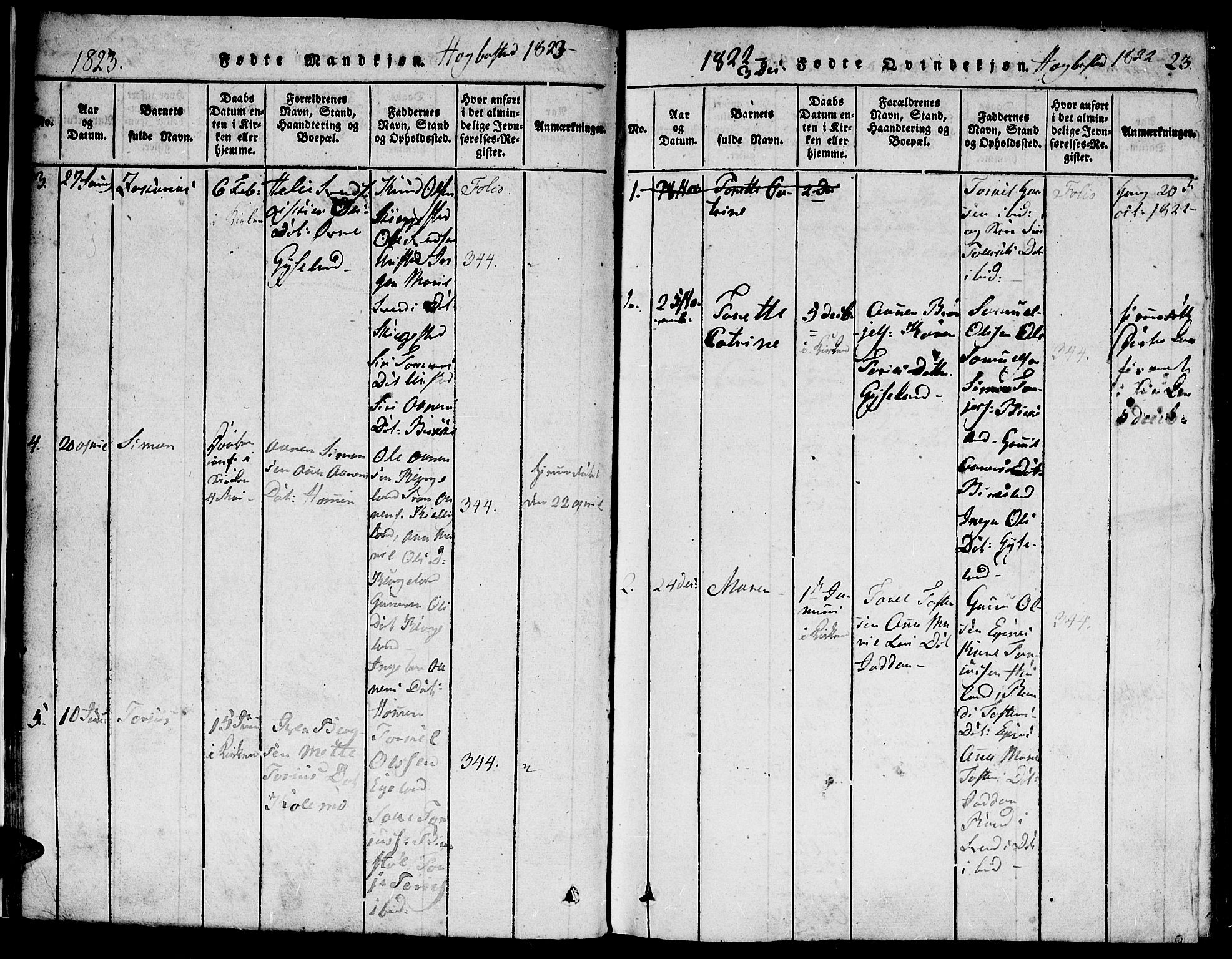 Hægebostad sokneprestkontor, SAK/1111-0024/F/Fa/Faa/L0002: Parish register (official) no. A 2 /1, 1816-1825, p. 23