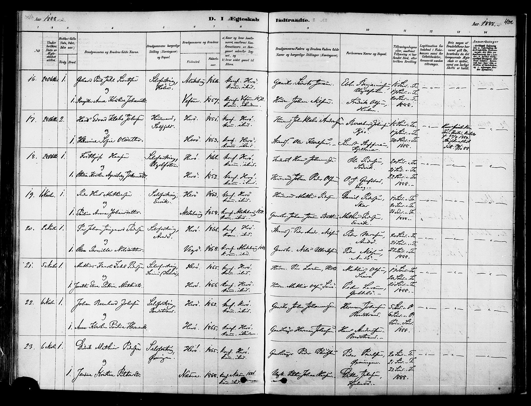 Ministerialprotokoller, klokkerbøker og fødselsregistre - Nordland, AV/SAT-A-1459/834/L0507: Parish register (official) no. 834A05, 1878-1892, p. 402