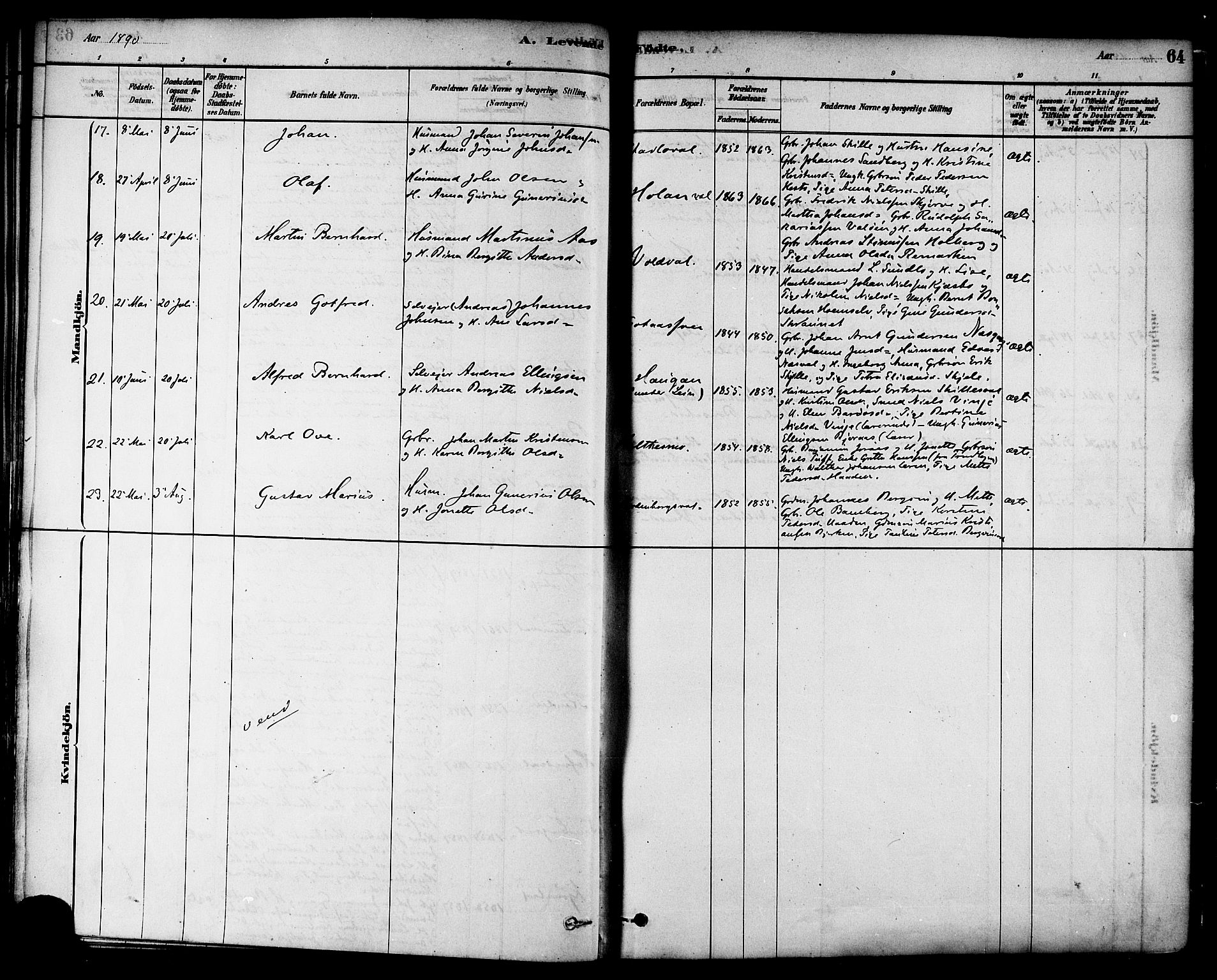 Ministerialprotokoller, klokkerbøker og fødselsregistre - Nord-Trøndelag, AV/SAT-A-1458/717/L0159: Parish register (official) no. 717A09, 1878-1898, p. 64