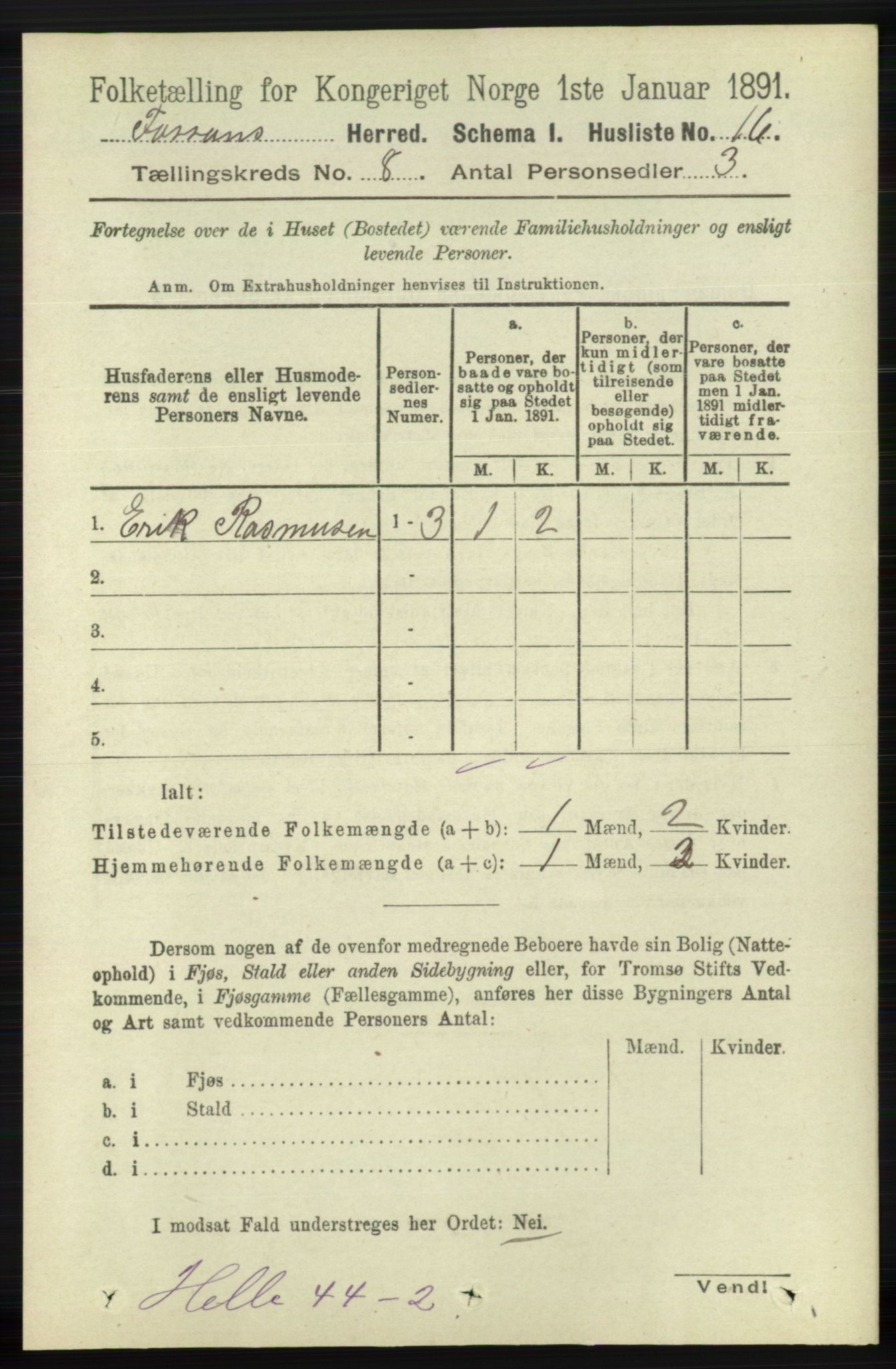 RA, 1891 census for 1129 Forsand, 1891, p. 1319