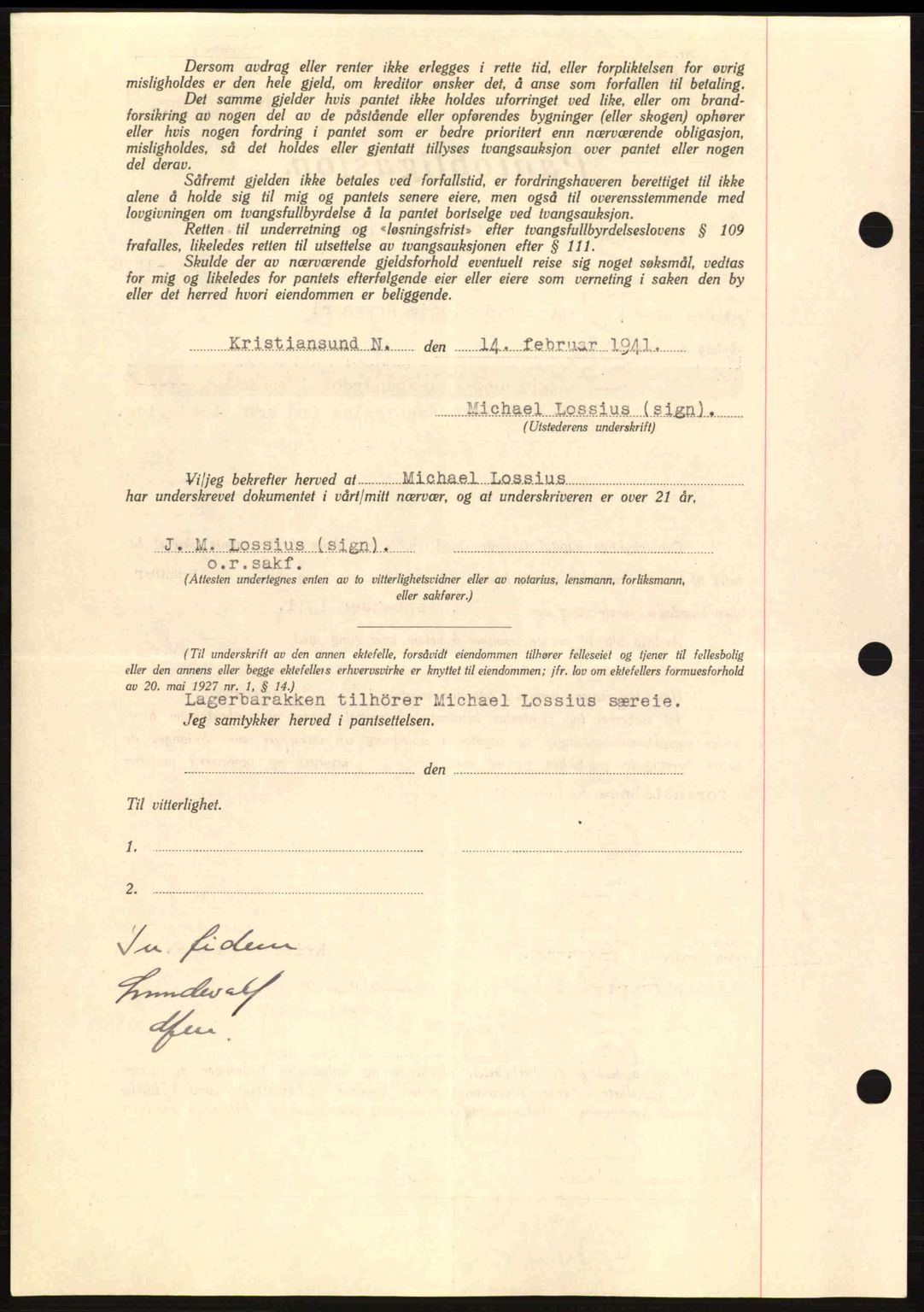 Kristiansund byfogd, AV/SAT-A-4587/A/27: Mortgage book no. 33, 1939-1941, Diary no: : 194/1941