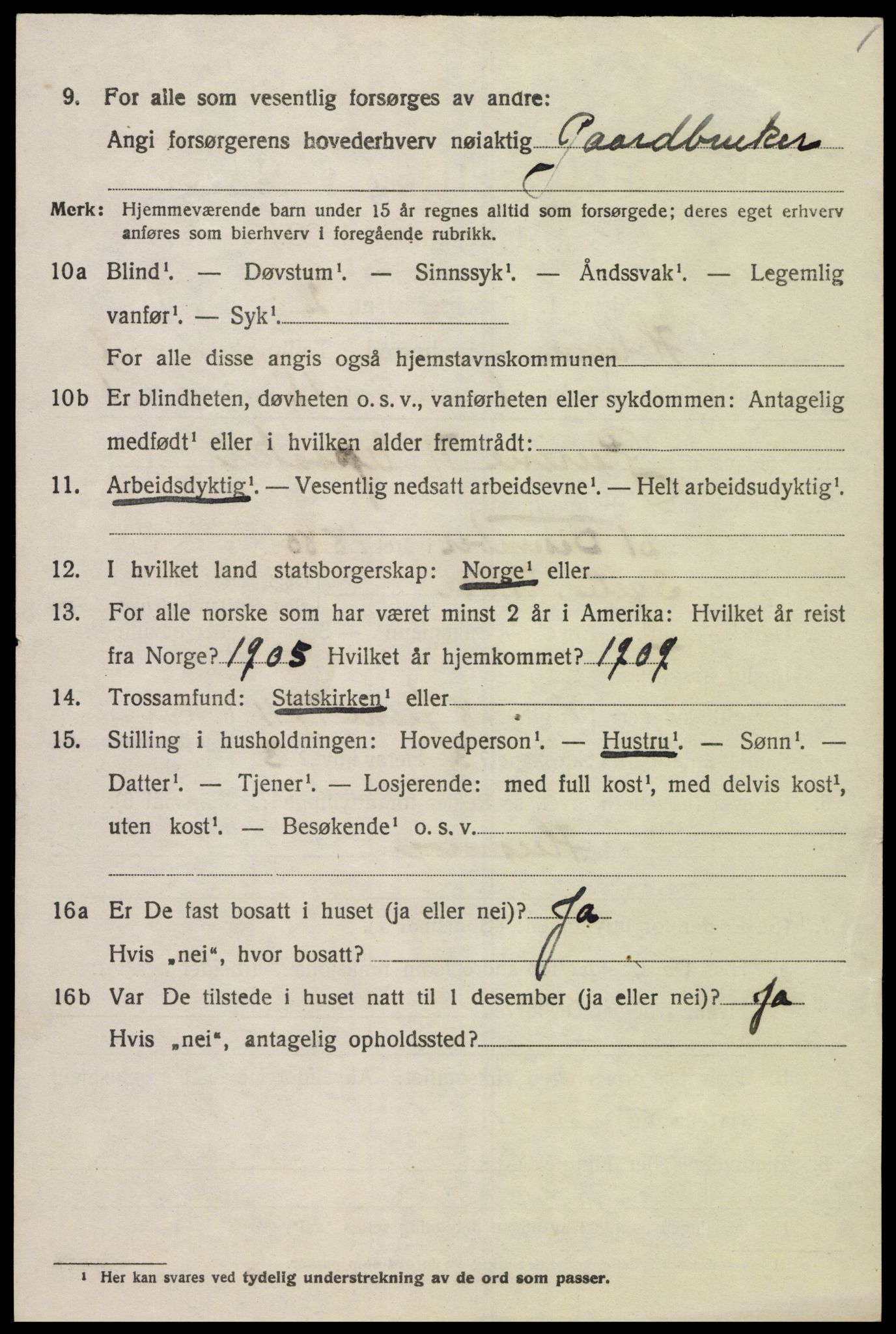 SAK, 1920 census for Holum, 1920, p. 2646