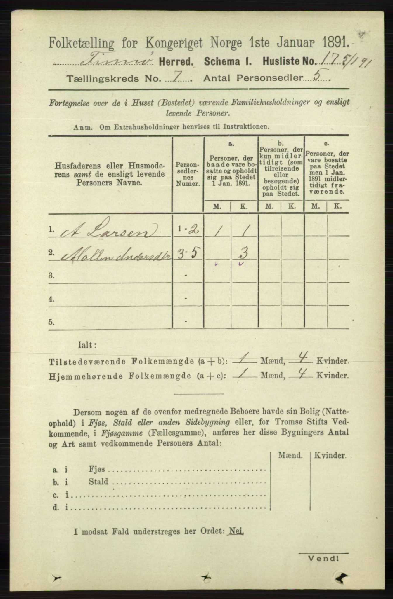 RA, 1891 census for 1141 Finnøy, 1891, p. 1503