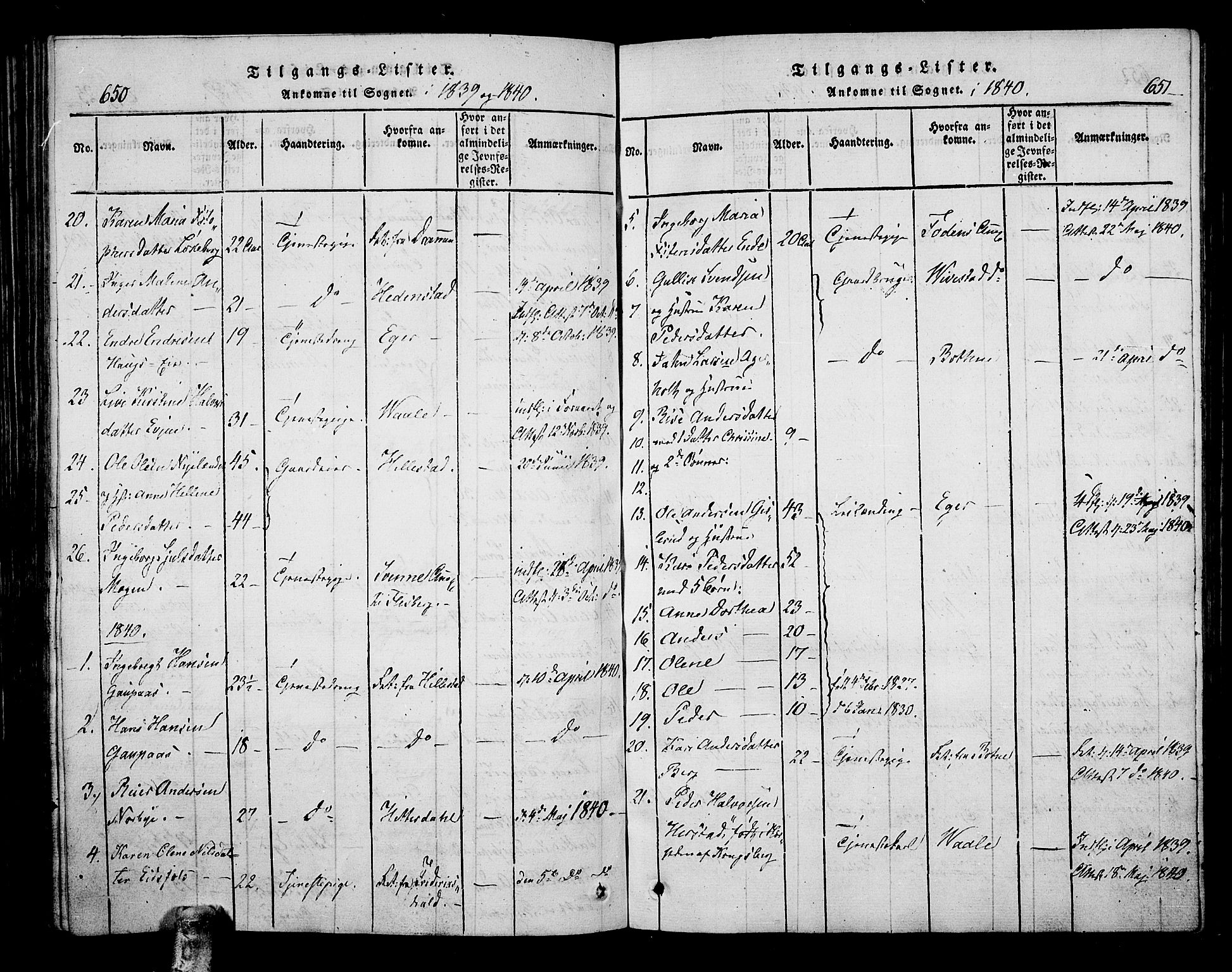 Hof kirkebøker, SAKO/A-64/F/Fa/L0004: Parish register (official) no. I 4, 1814-1843, p. 650-651