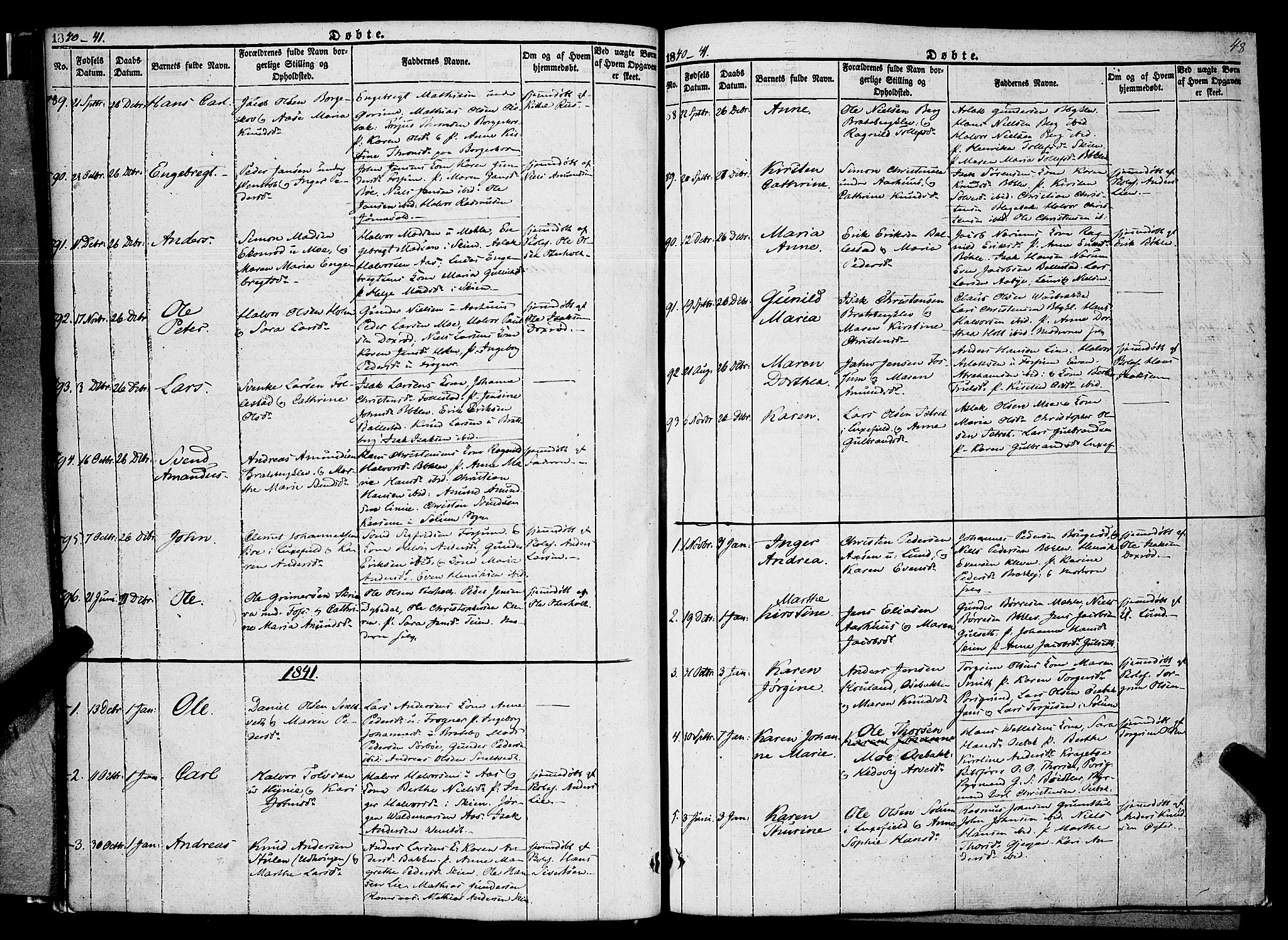 Gjerpen kirkebøker, SAKO/A-265/F/Fa/L0007a: Parish register (official) no. I 7A, 1834-1857, p. 48