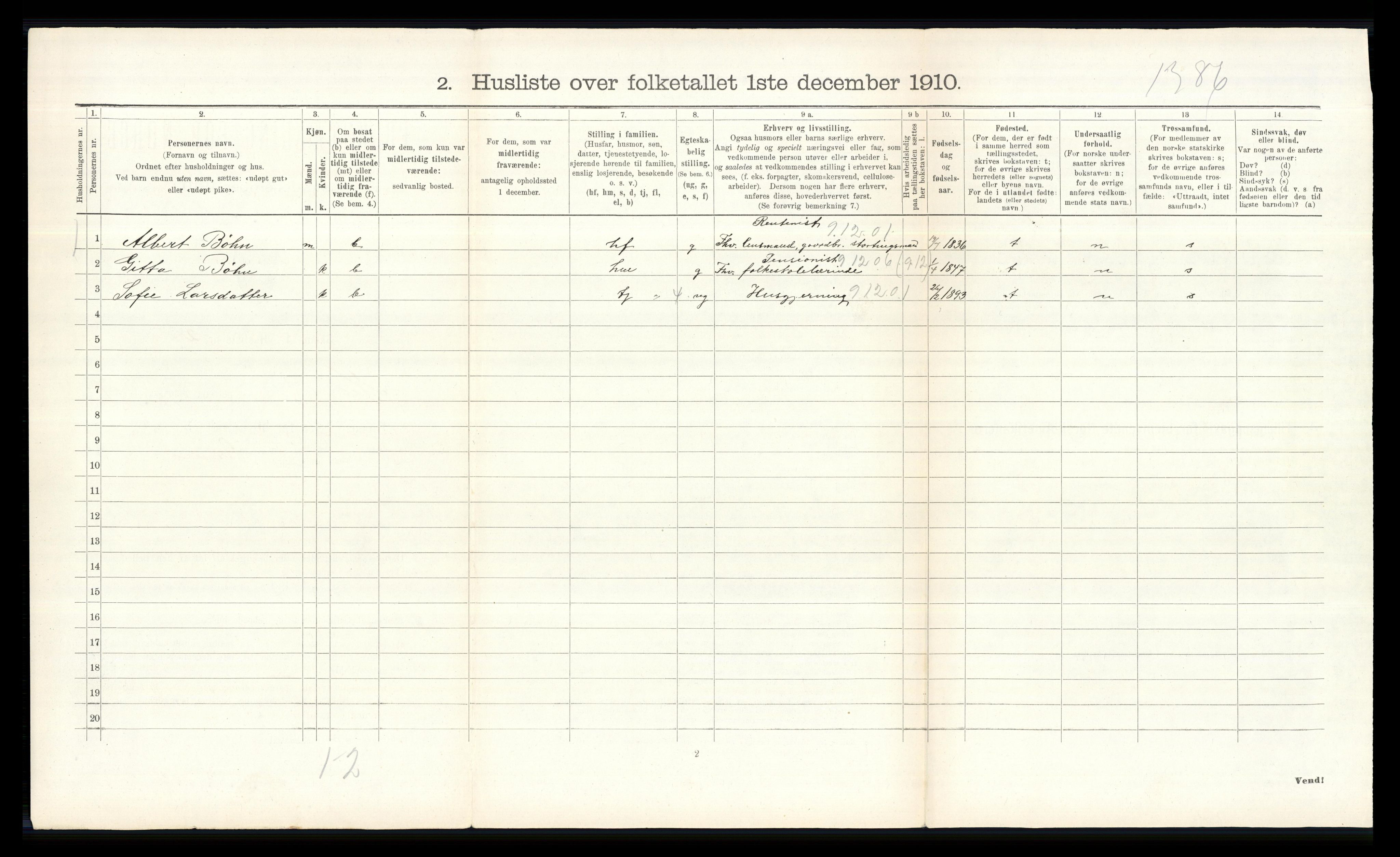 RA, 1910 census for Nes, 1910, p. 995