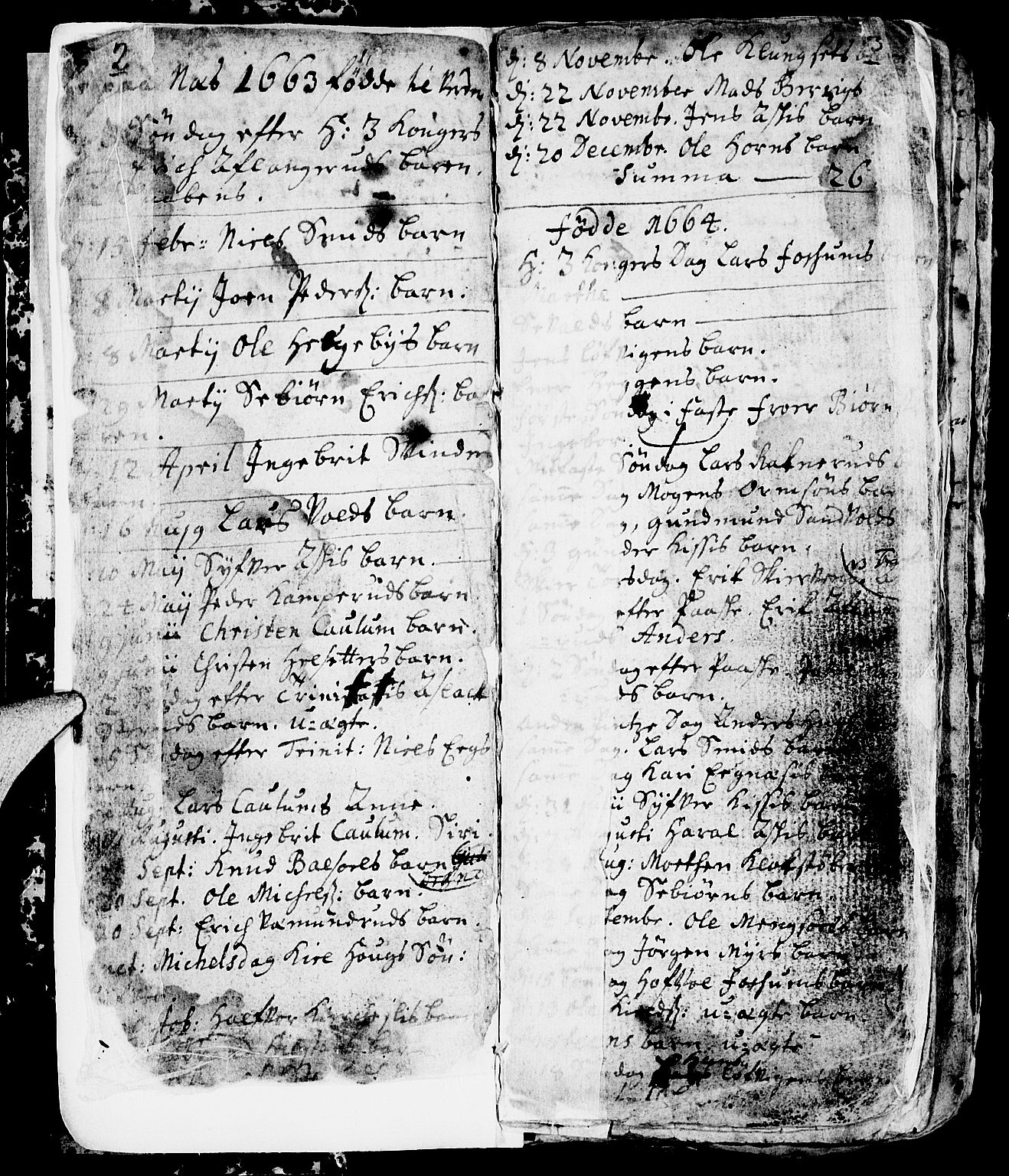 Nes prestekontor, Hedmark, SAH/PREST-020/L/La/L0001: Parish register (copy) no. 1, 1663-1784, p. 2-3