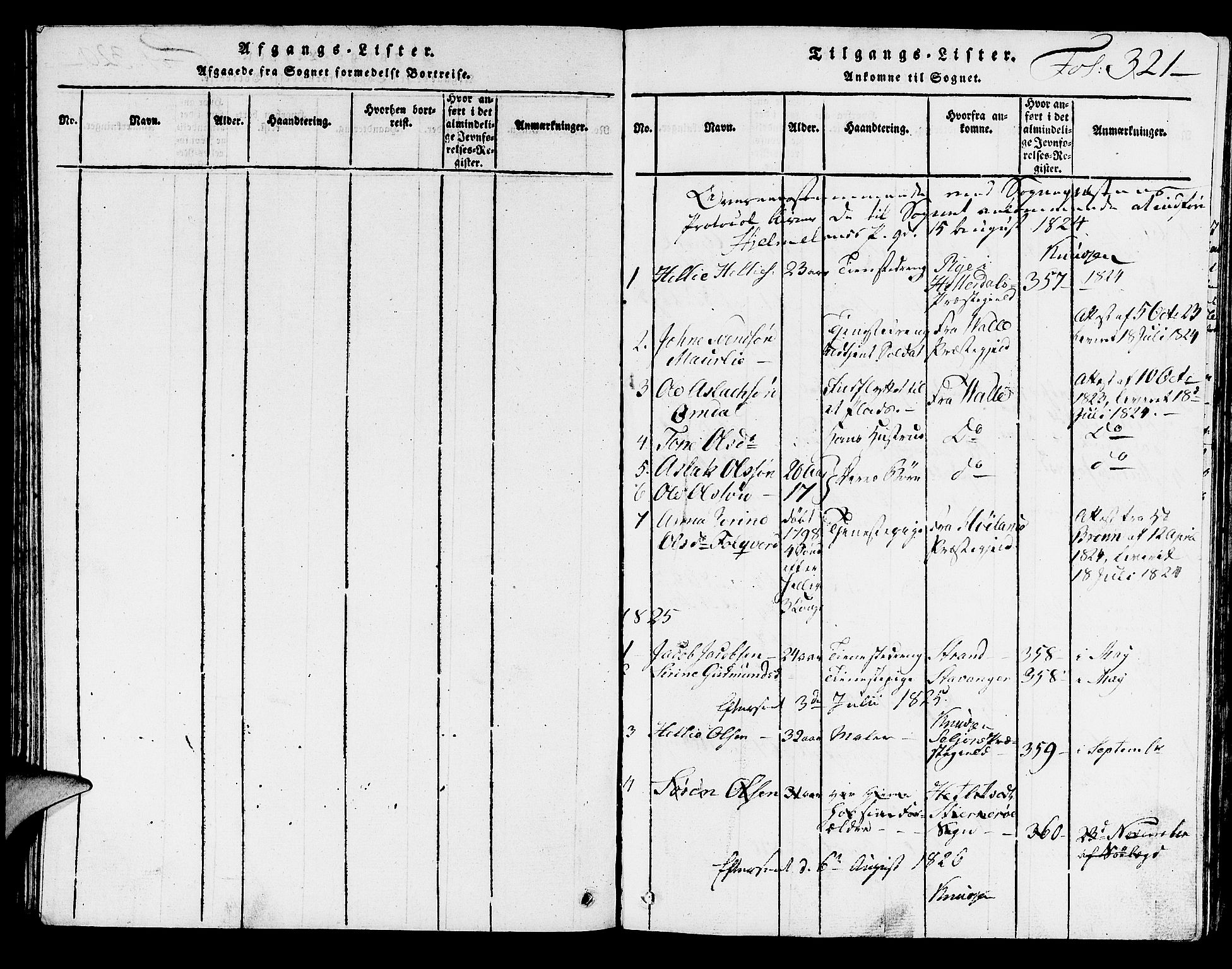 Hjelmeland sokneprestkontor, SAST/A-101843/01/V/L0002: Parish register (copy) no. B 2, 1816-1841, p. 321