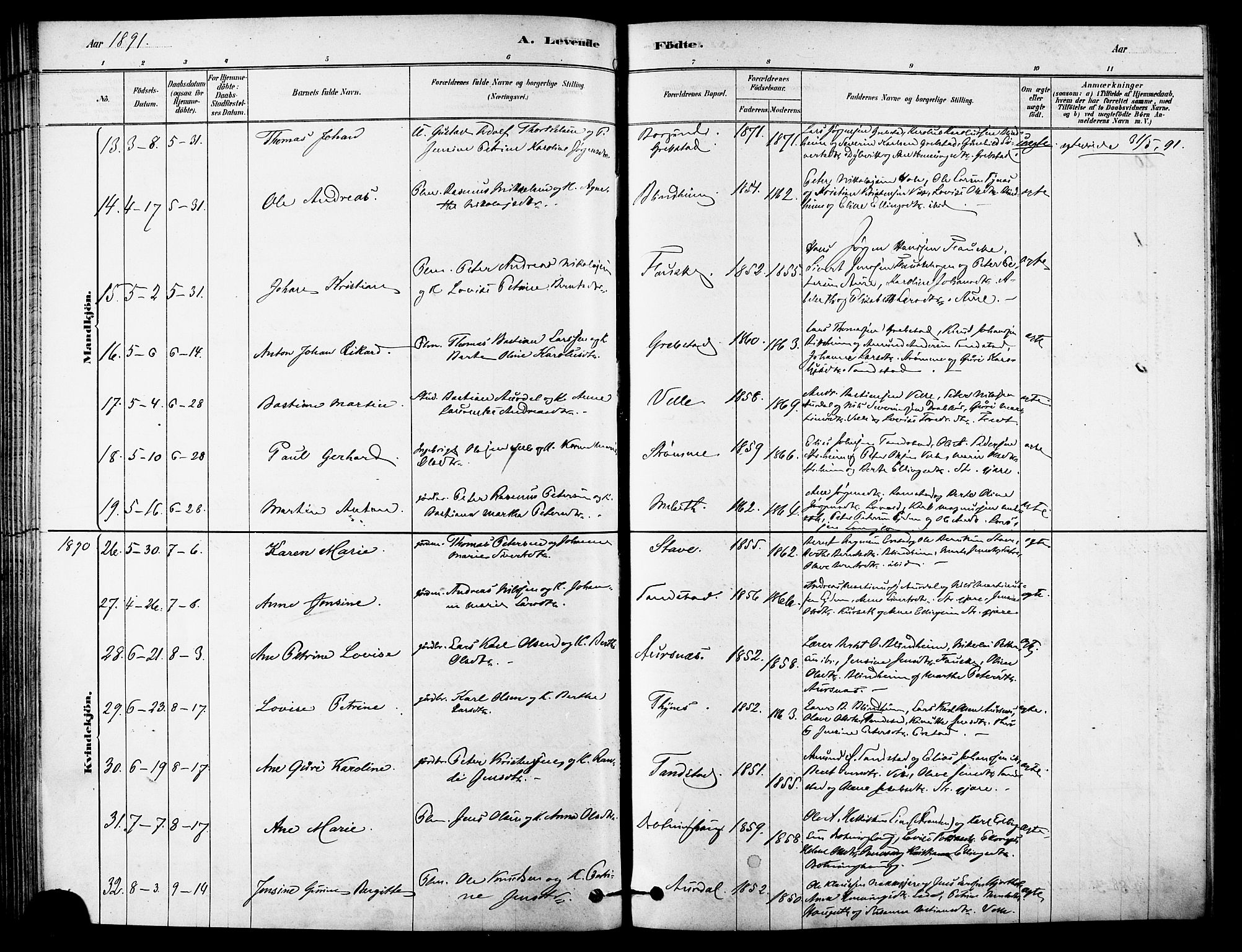 Ministerialprotokoller, klokkerbøker og fødselsregistre - Møre og Romsdal, AV/SAT-A-1454/523/L0334: Parish register (official) no. 523A01, 1878-1891