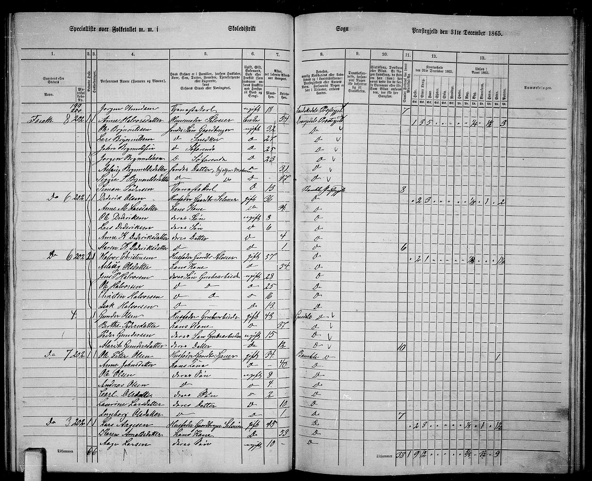 RA, 1865 census for Bamble, 1865, p. 108