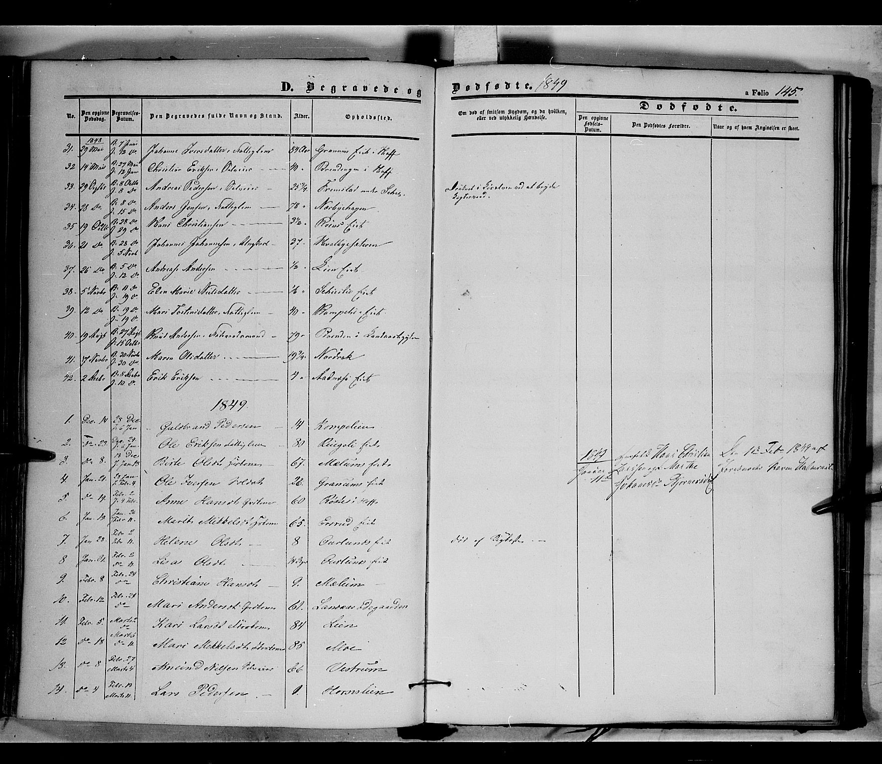 Land prestekontor, SAH/PREST-120/H/Ha/Haa/L0009: Parish register (official) no. 9, 1847-1859, p. 145