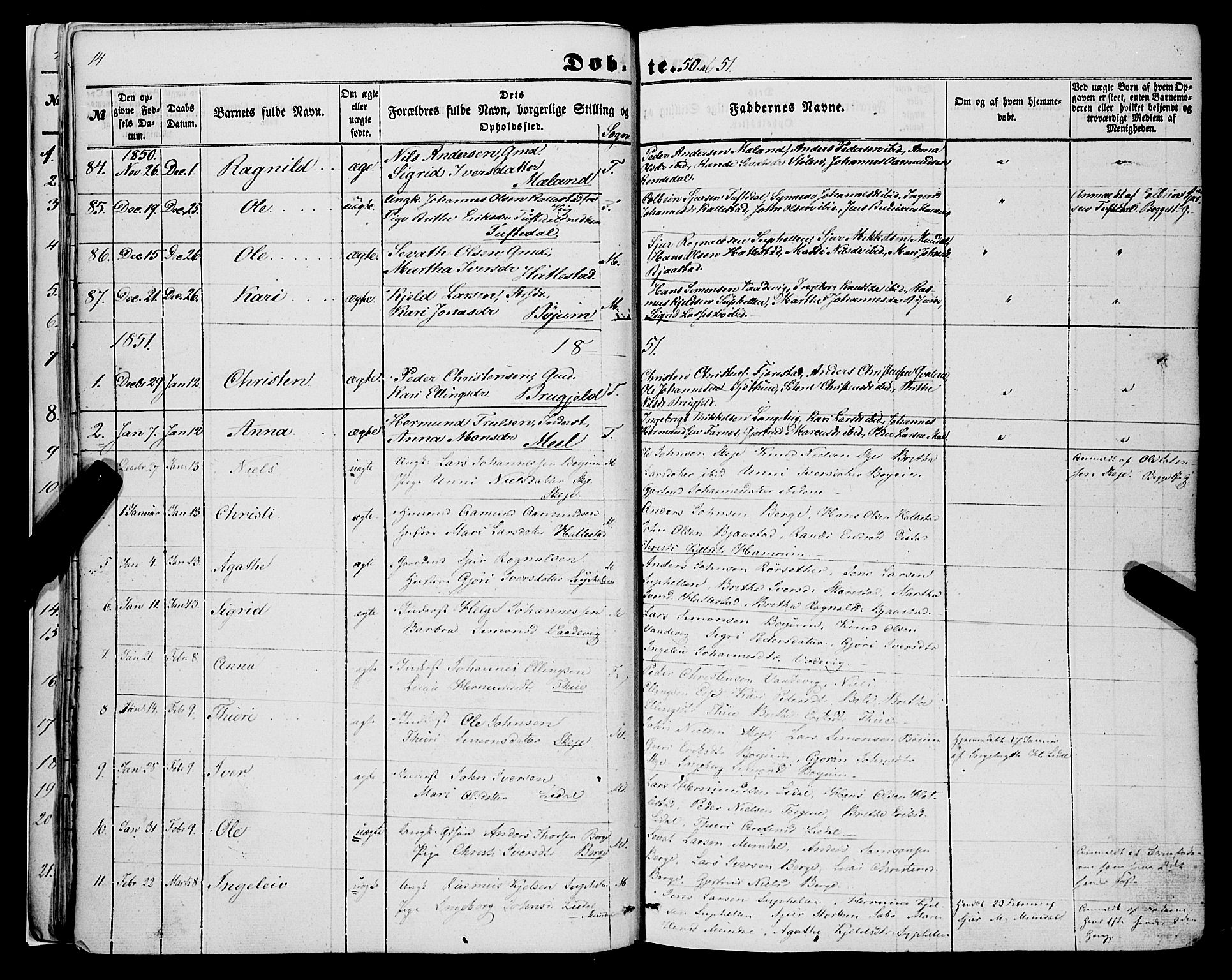 Balestrand sokneprestembete, AV/SAB-A-79601/H/Haa/Haaa/L0002: Parish register (official) no. A 2, 1847-1866, p. 14