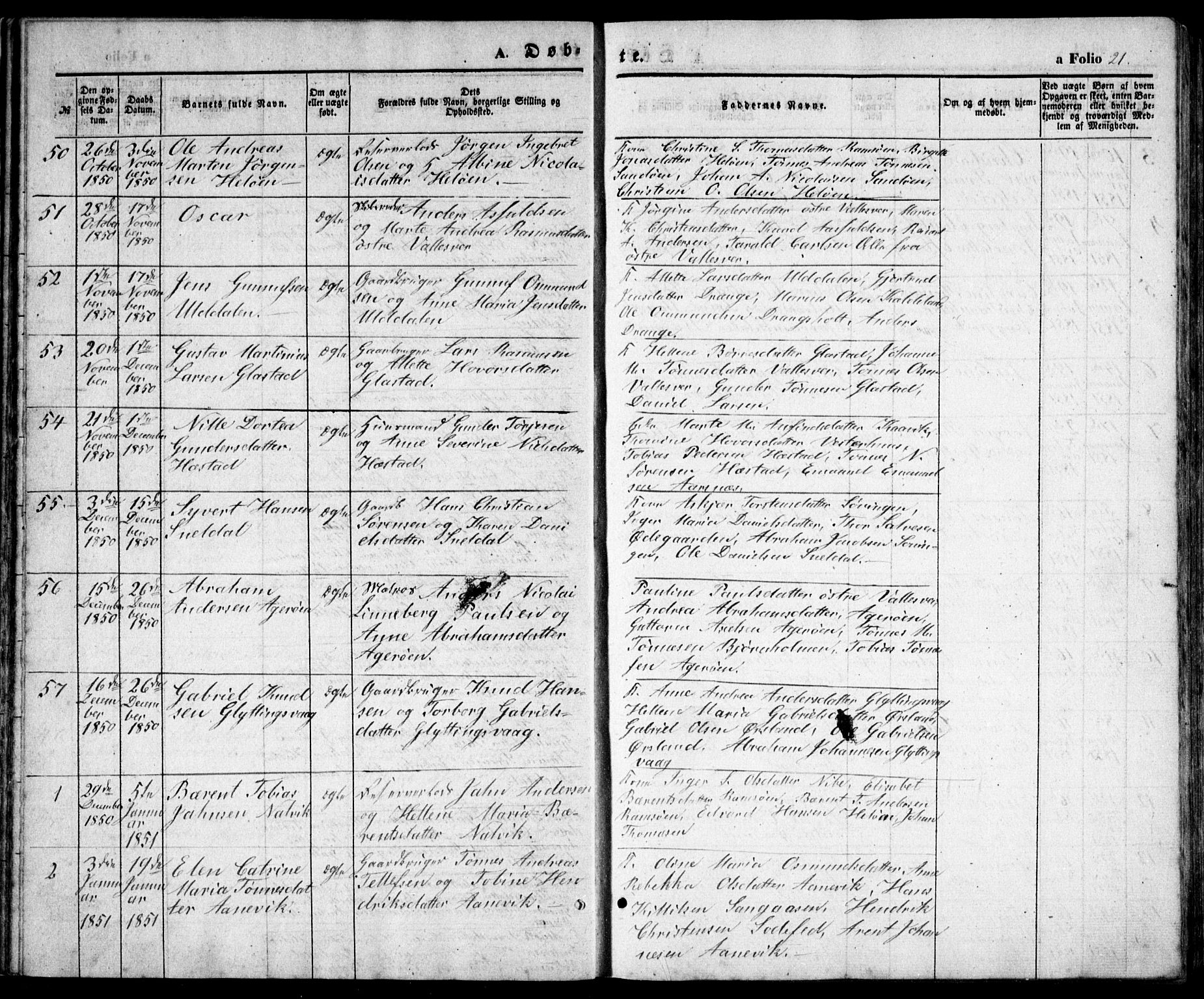 Høvåg sokneprestkontor, SAK/1111-0025/F/Fb/L0002: Parish register (copy) no. B 2, 1847-1869, p. 21