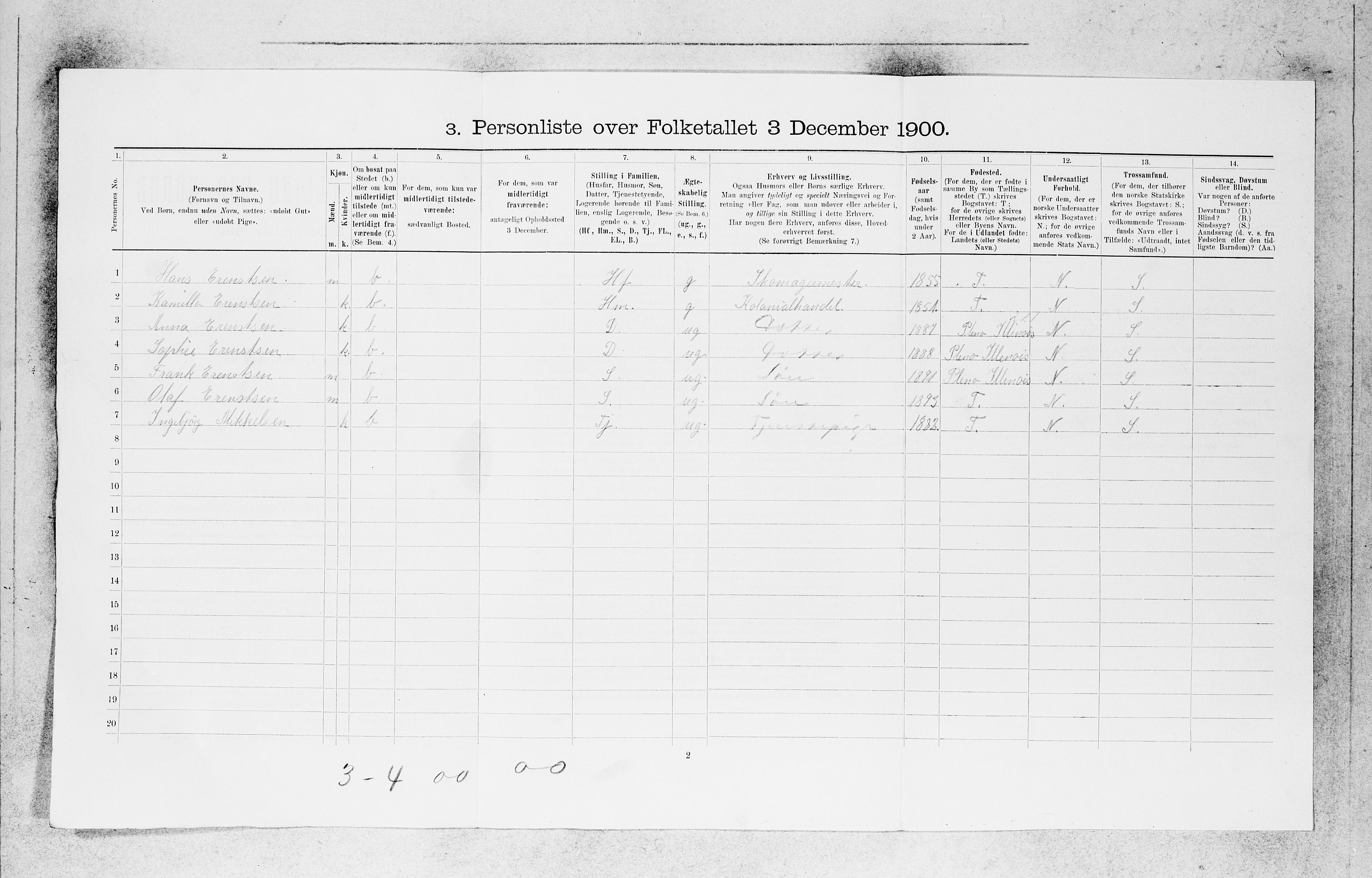 SAB, 1900 census for Bergen, 1900, p. 30104