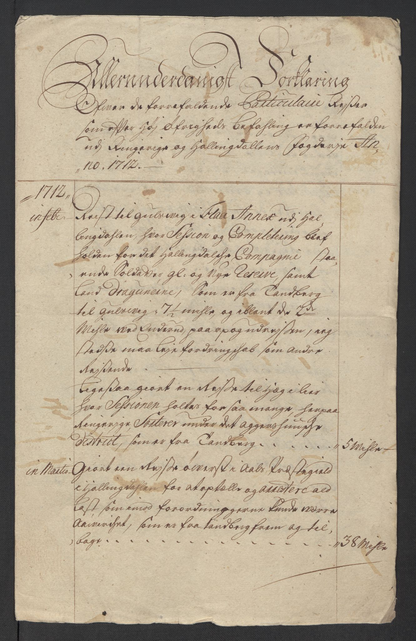 Rentekammeret inntil 1814, Reviderte regnskaper, Fogderegnskap, AV/RA-EA-4092/R23/L1470: Fogderegnskap Ringerike og Hallingdal, 1712, p. 225