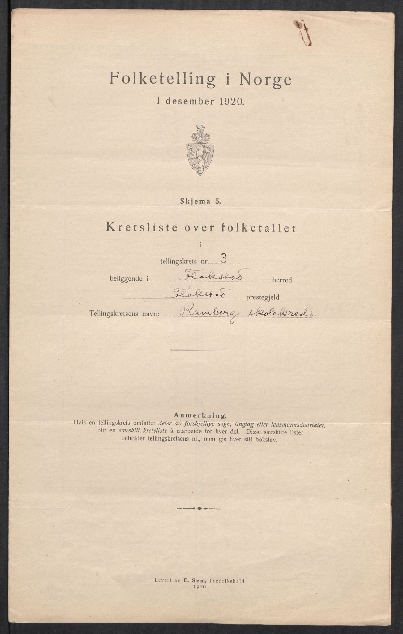 SAT, 1920 census for Flakstad, 1920, p. 14