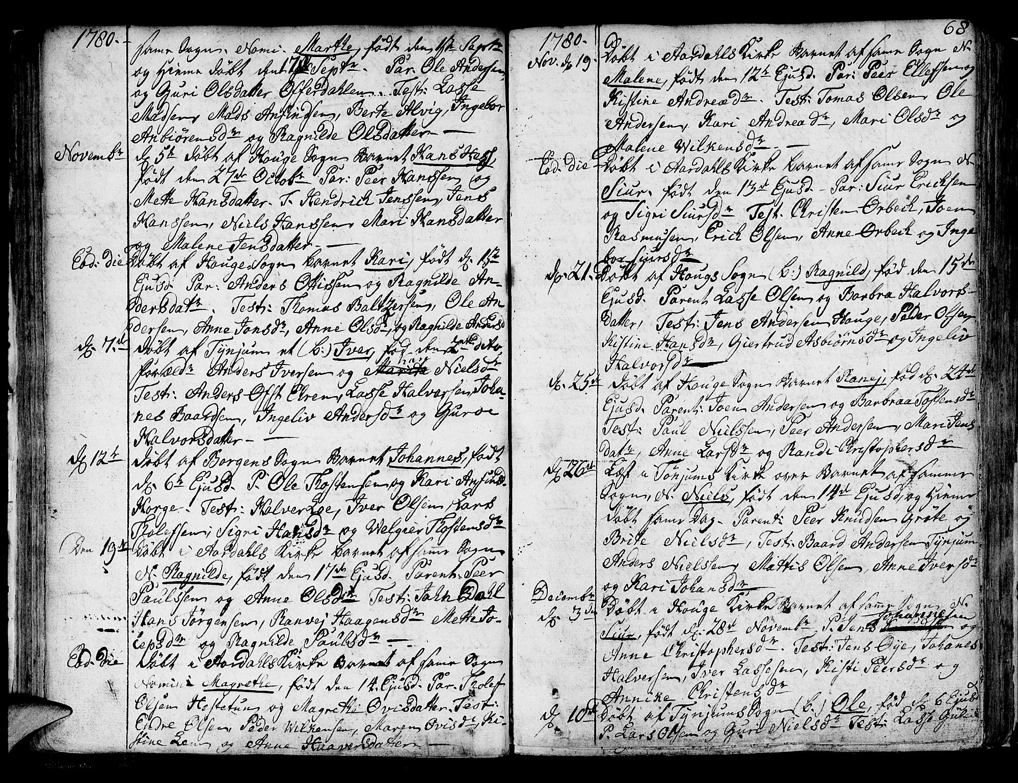 Lærdal sokneprestembete, AV/SAB-A-81201: Parish register (official) no. A 2, 1752-1782, p. 68