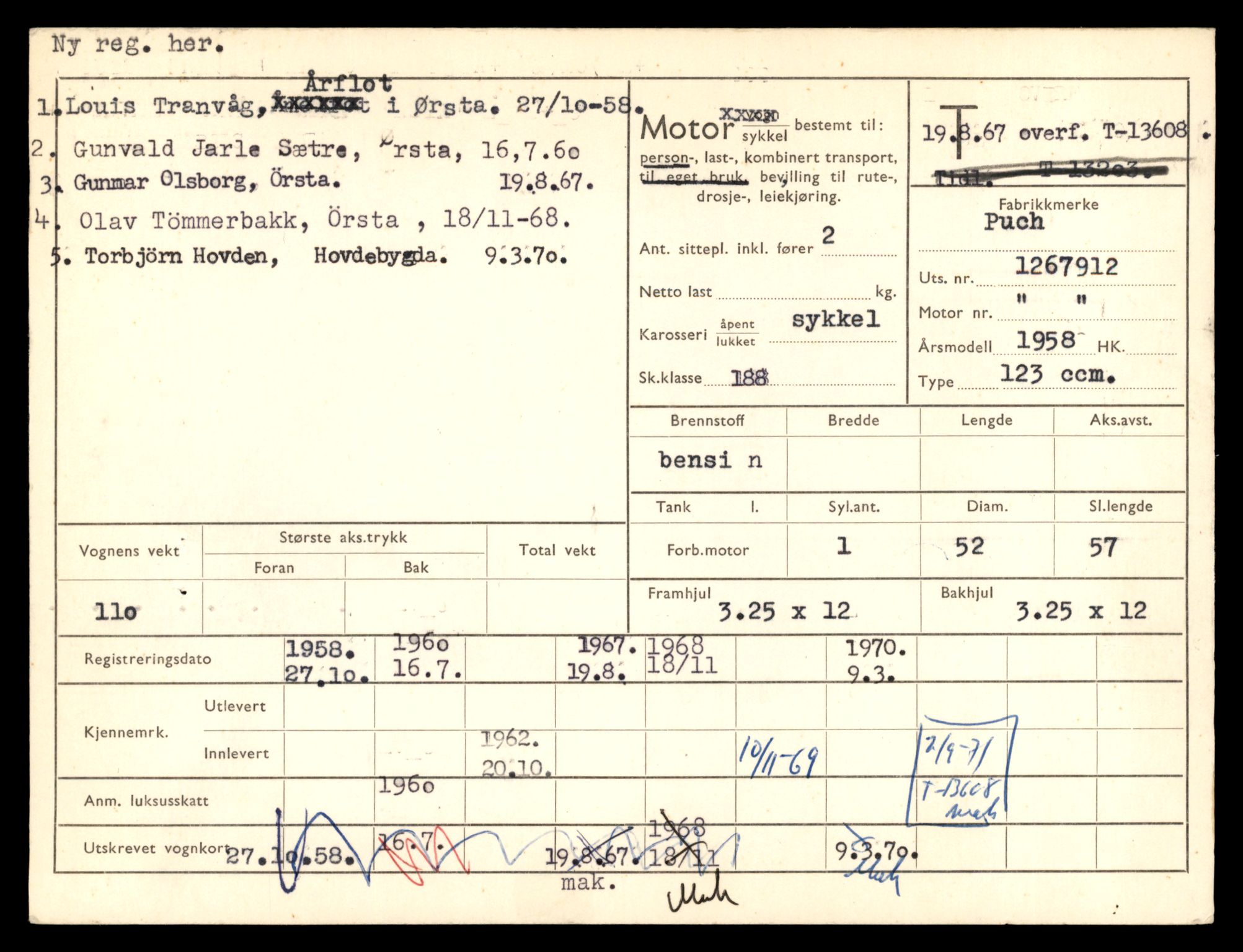 Møre og Romsdal vegkontor - Ålesund trafikkstasjon, AV/SAT-A-4099/F/Fe/L0040: Registreringskort for kjøretøy T 13531 - T 13709, 1927-1998, p. 1370