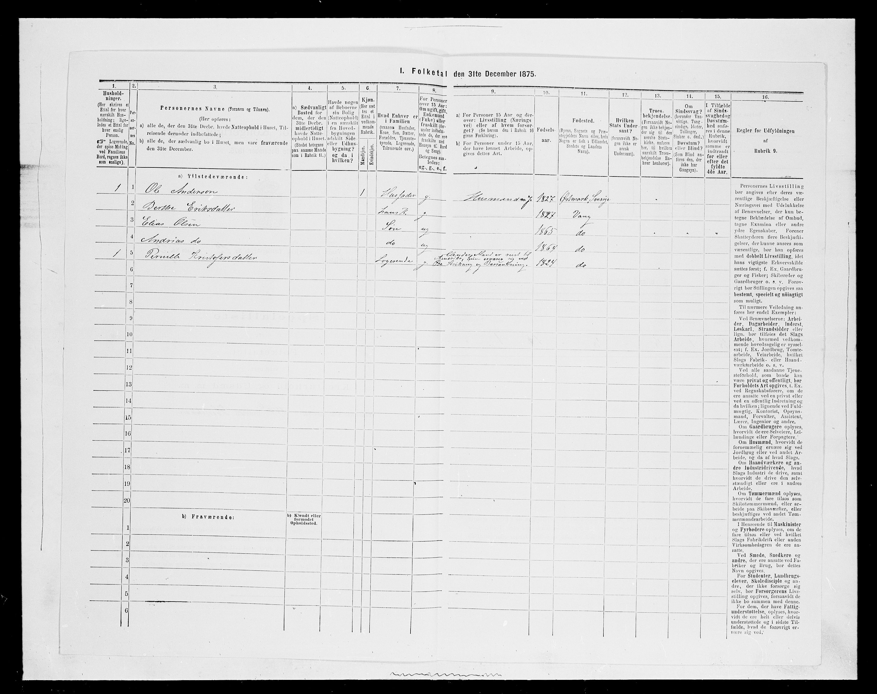 SAH, 1875 census for 0414L Vang/Vang og Furnes, 1875, p. 2629