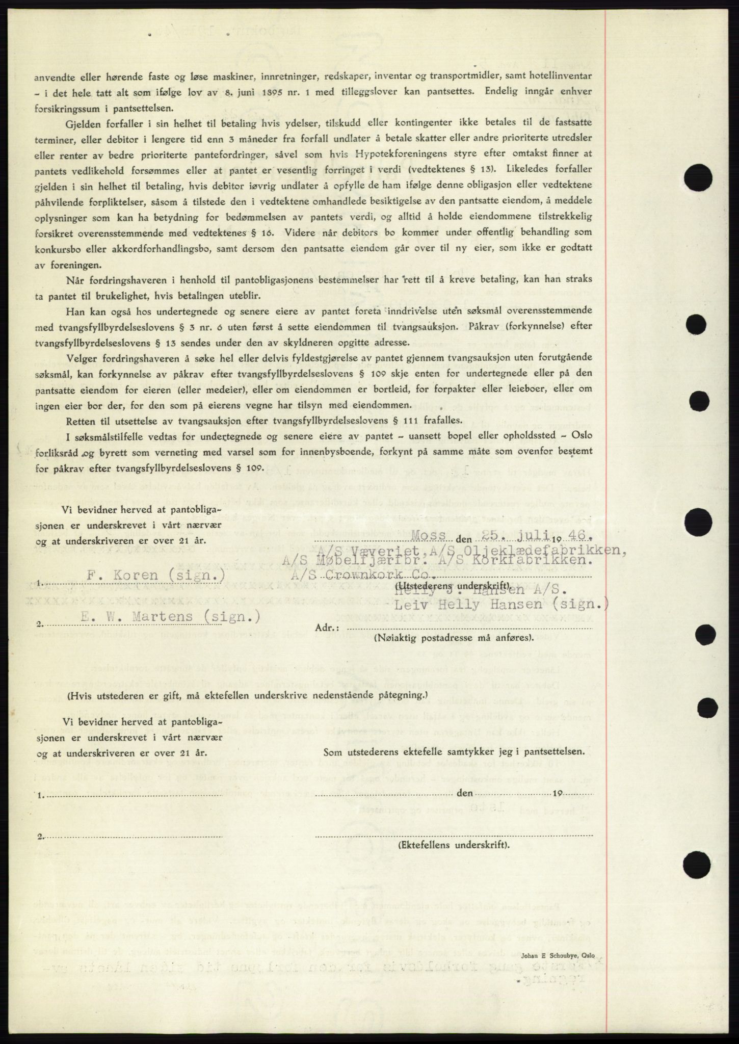 Moss sorenskriveri, SAO/A-10168: Mortgage book no. B15, 1946-1946, Diary no: : 1918/1946