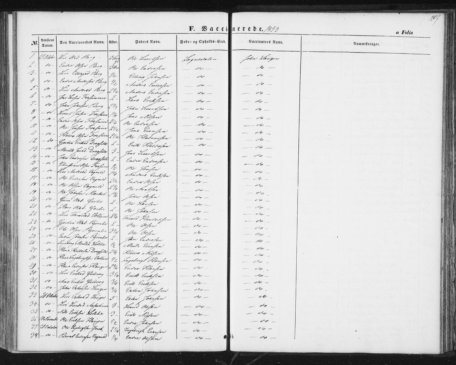 Ministerialprotokoller, klokkerbøker og fødselsregistre - Sør-Trøndelag, SAT/A-1456/689/L1038: Parish register (official) no. 689A03, 1848-1872, p. 207