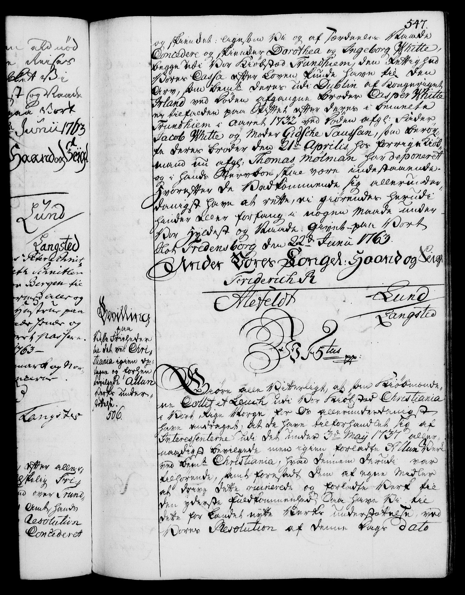 Rentekammeret, Kammerkanselliet, RA/EA-3111/G/Gg/Gga/L0007: Norsk ekspedisjonsprotokoll med register (merket RK 53.7), 1759-1768, p. 547
