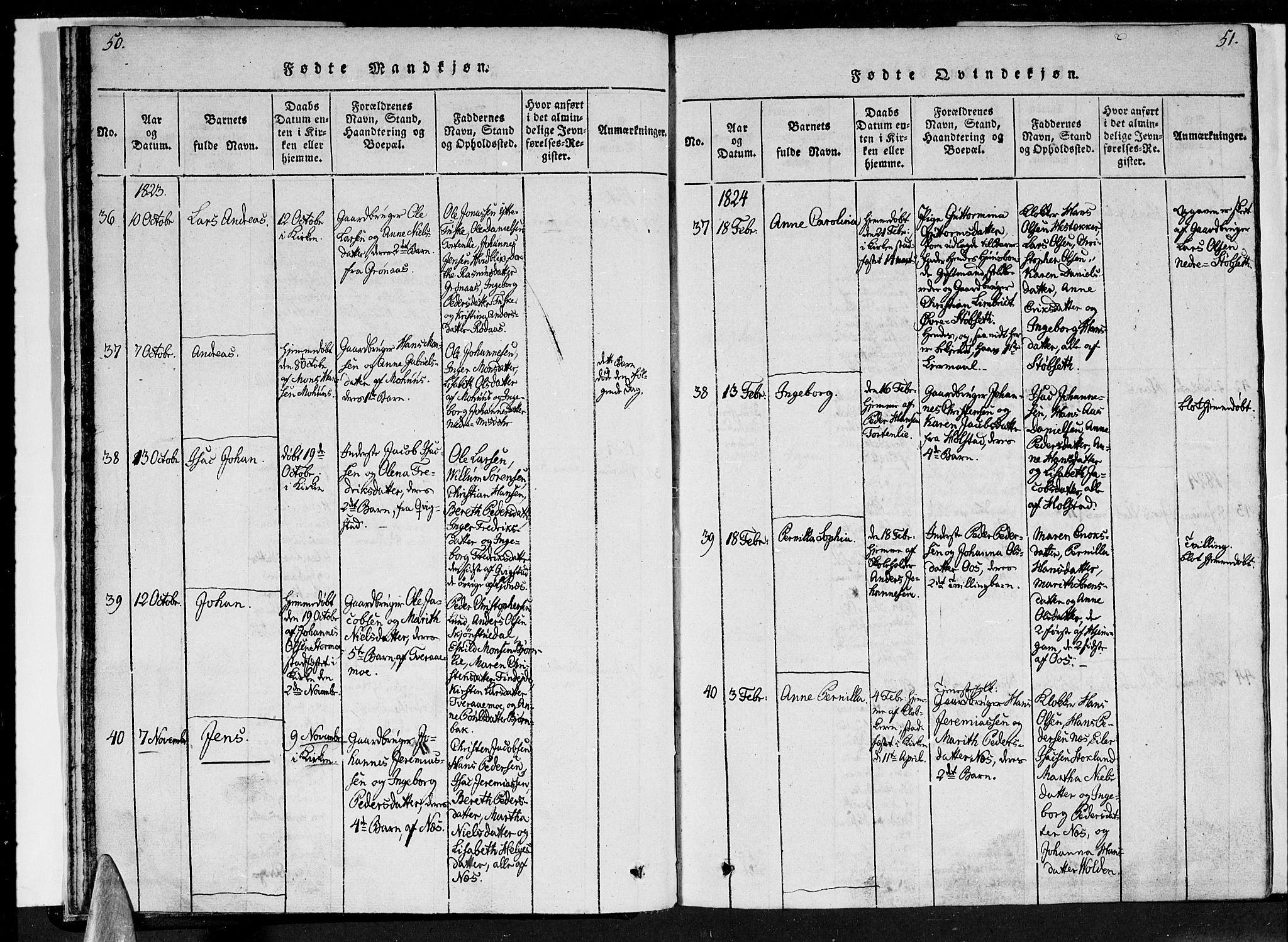 Ministerialprotokoller, klokkerbøker og fødselsregistre - Nordland, SAT/A-1459/852/L0736: Parish register (official) no. 852A06, 1820-1833, p. 50-51