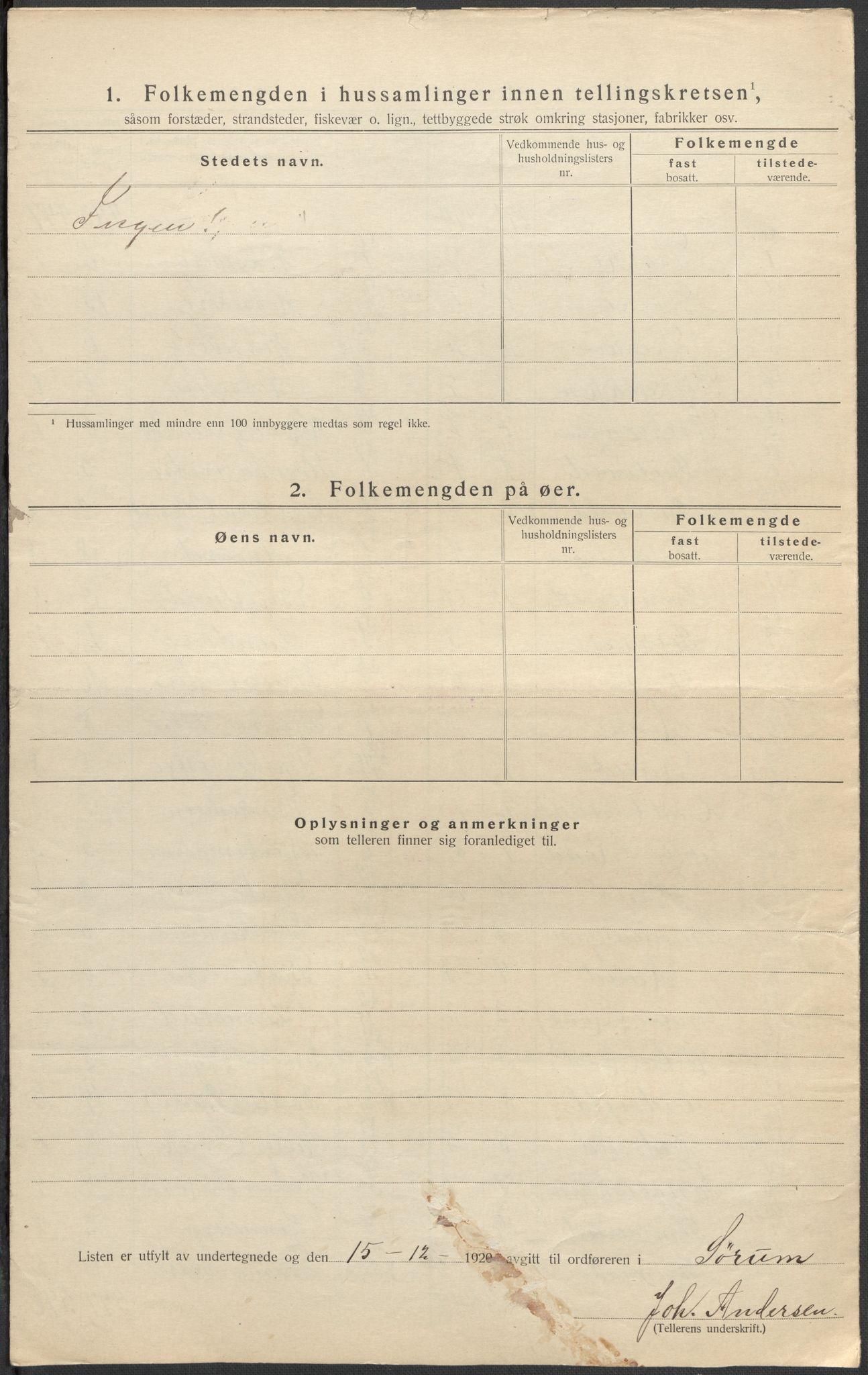 SAO, 1920 census for Sørum, 1920, p. 27