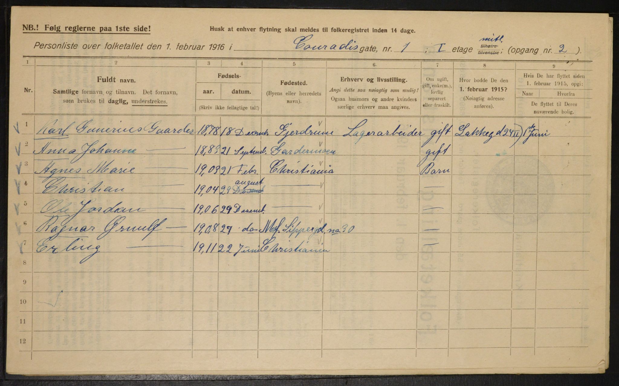 OBA, Municipal Census 1916 for Kristiania, 1916, p. 13352