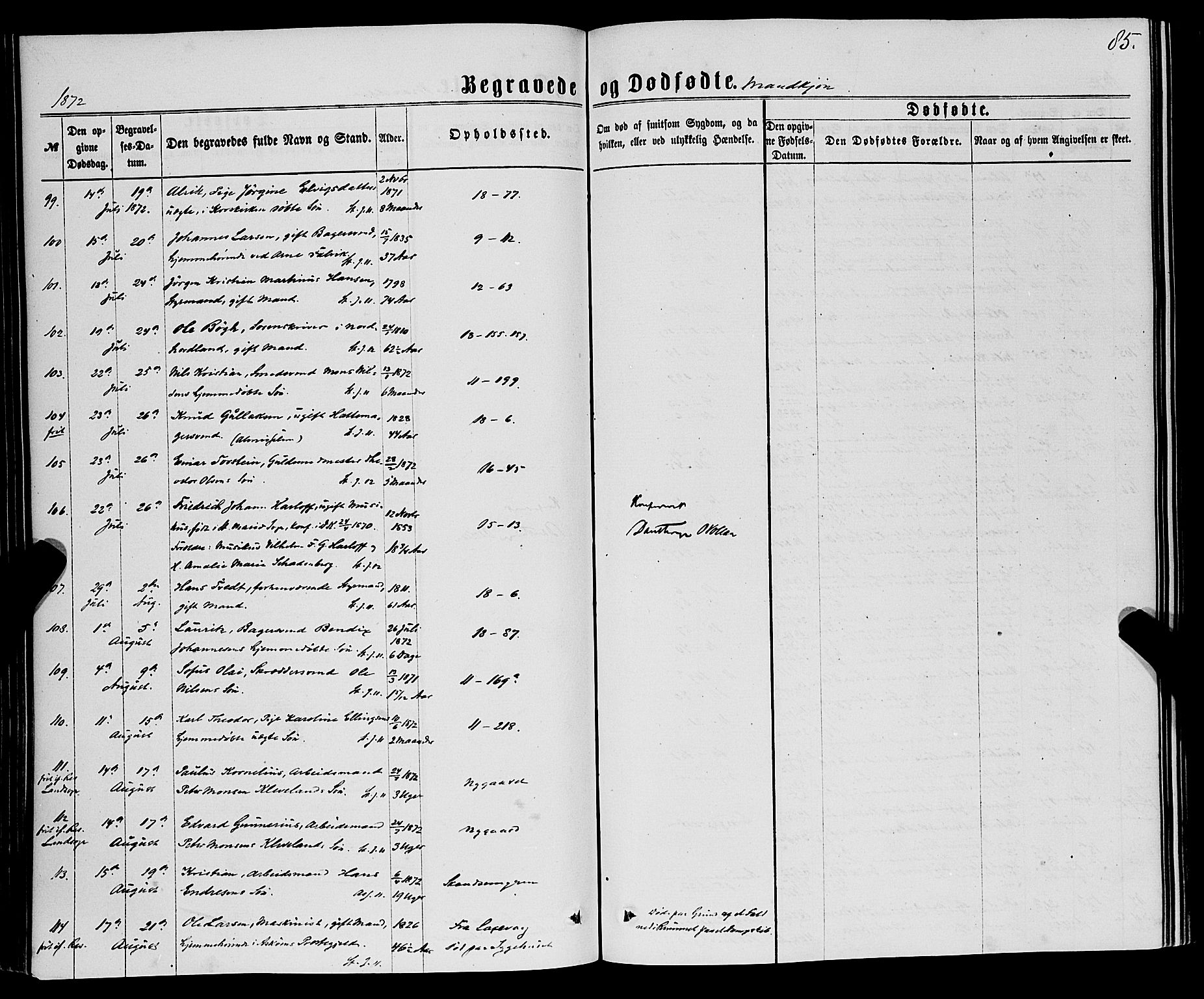 Domkirken sokneprestembete, AV/SAB-A-74801/H/Haa/L0042: Parish register (official) no. E 3, 1863-1876, p. 85