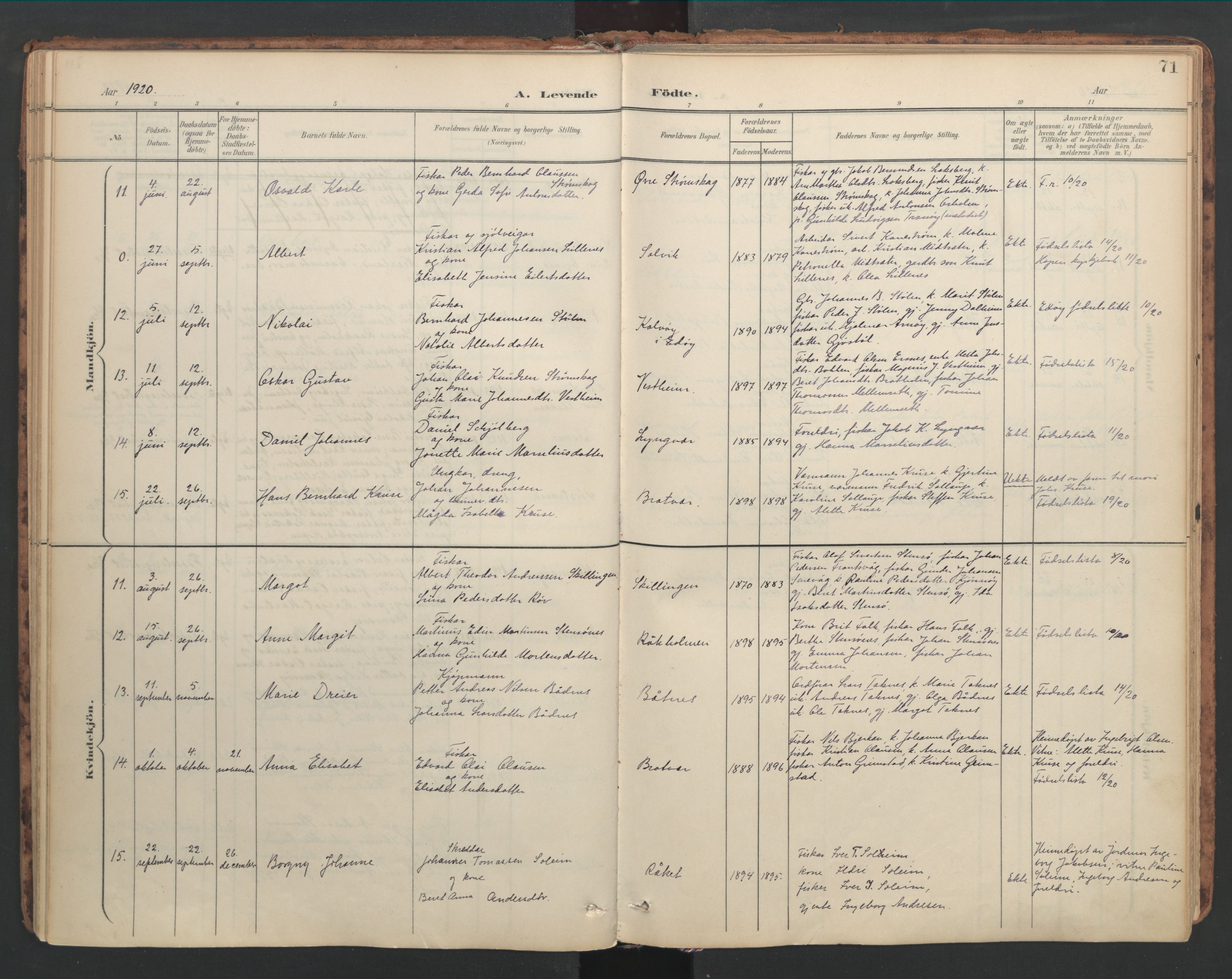 Ministerialprotokoller, klokkerbøker og fødselsregistre - Møre og Romsdal, SAT/A-1454/582/L0948: Parish register (official) no. 582A02, 1901-1922, p. 71