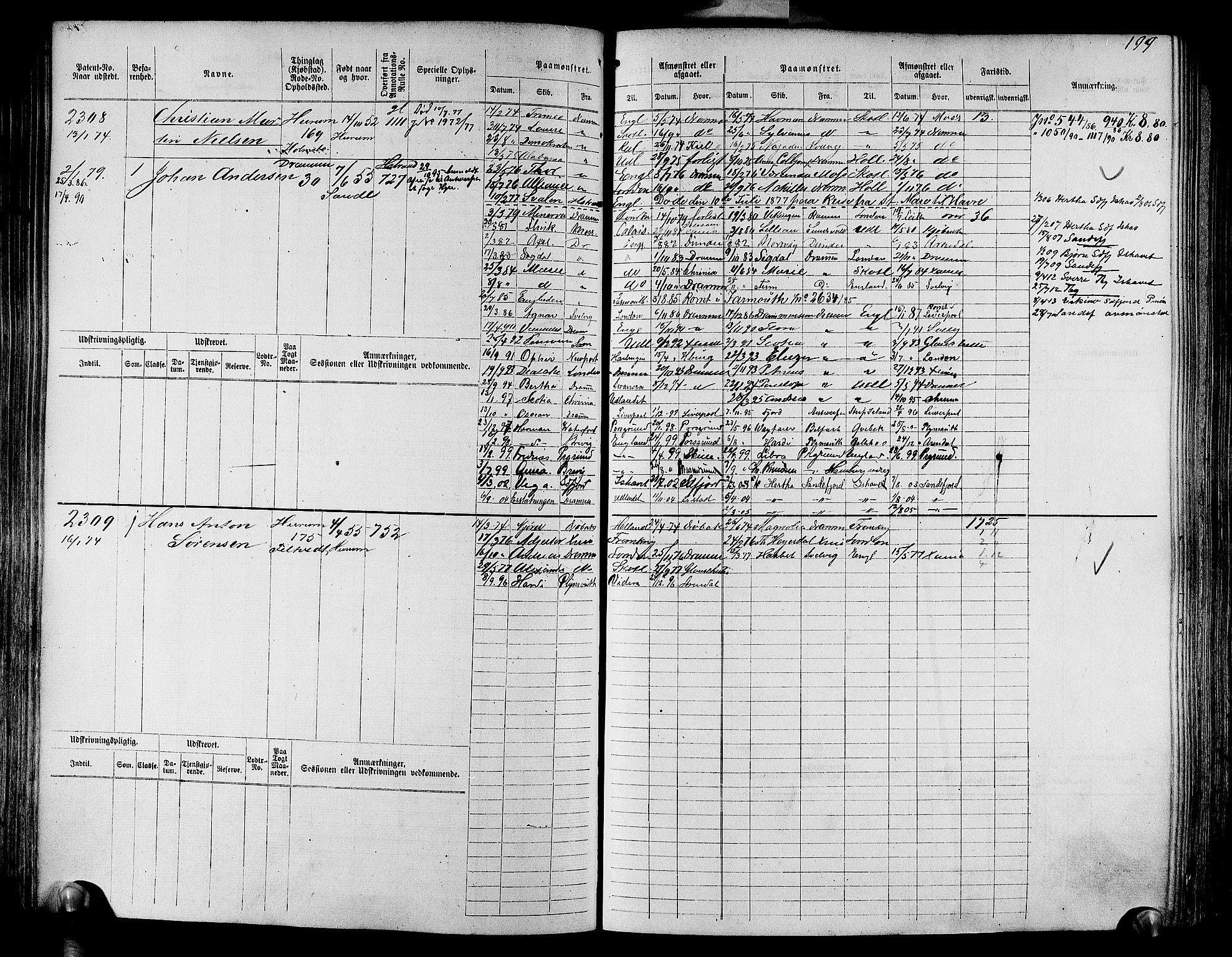 Drammen innrulleringsdistrikt, SAKO/A-781/F/Fc/L0003: Hovedrulle, 1871, p. 200