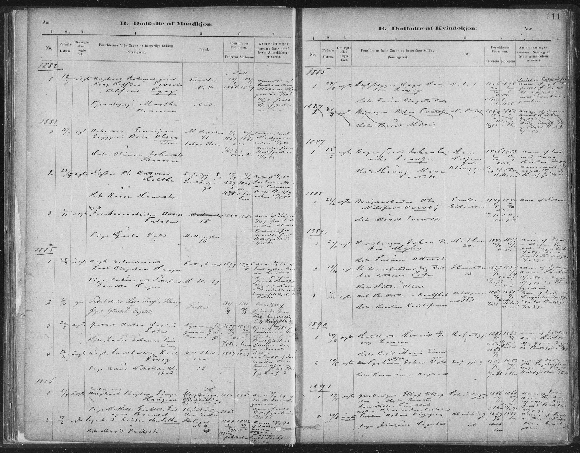 Ministerialprotokoller, klokkerbøker og fødselsregistre - Sør-Trøndelag, SAT/A-1456/603/L0162: Parish register (official) no. 603A01, 1879-1895, p. 111