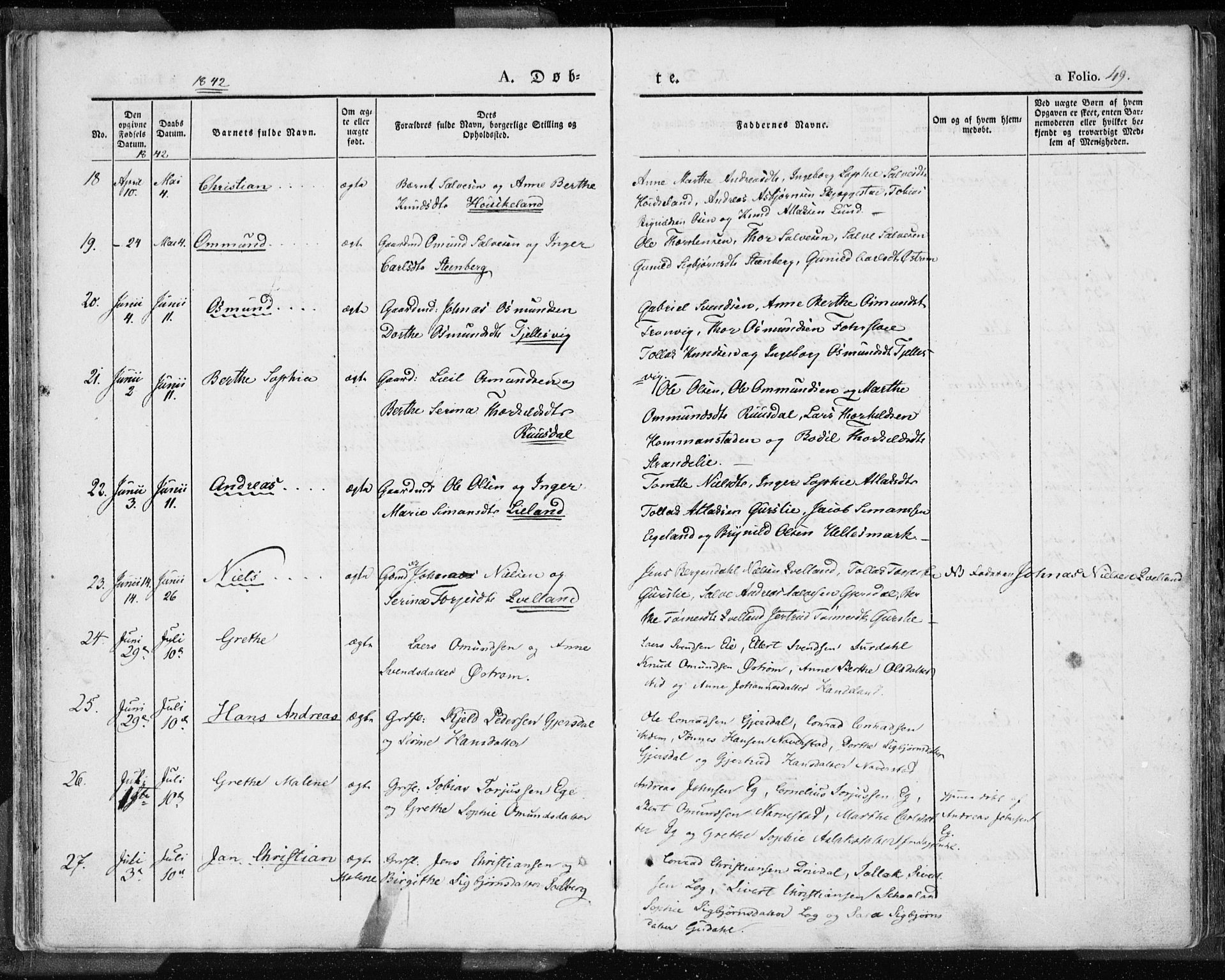 Lund sokneprestkontor, AV/SAST-A-101809/S06/L0007: Parish register (official) no. A 7.1, 1833-1854, p. 49