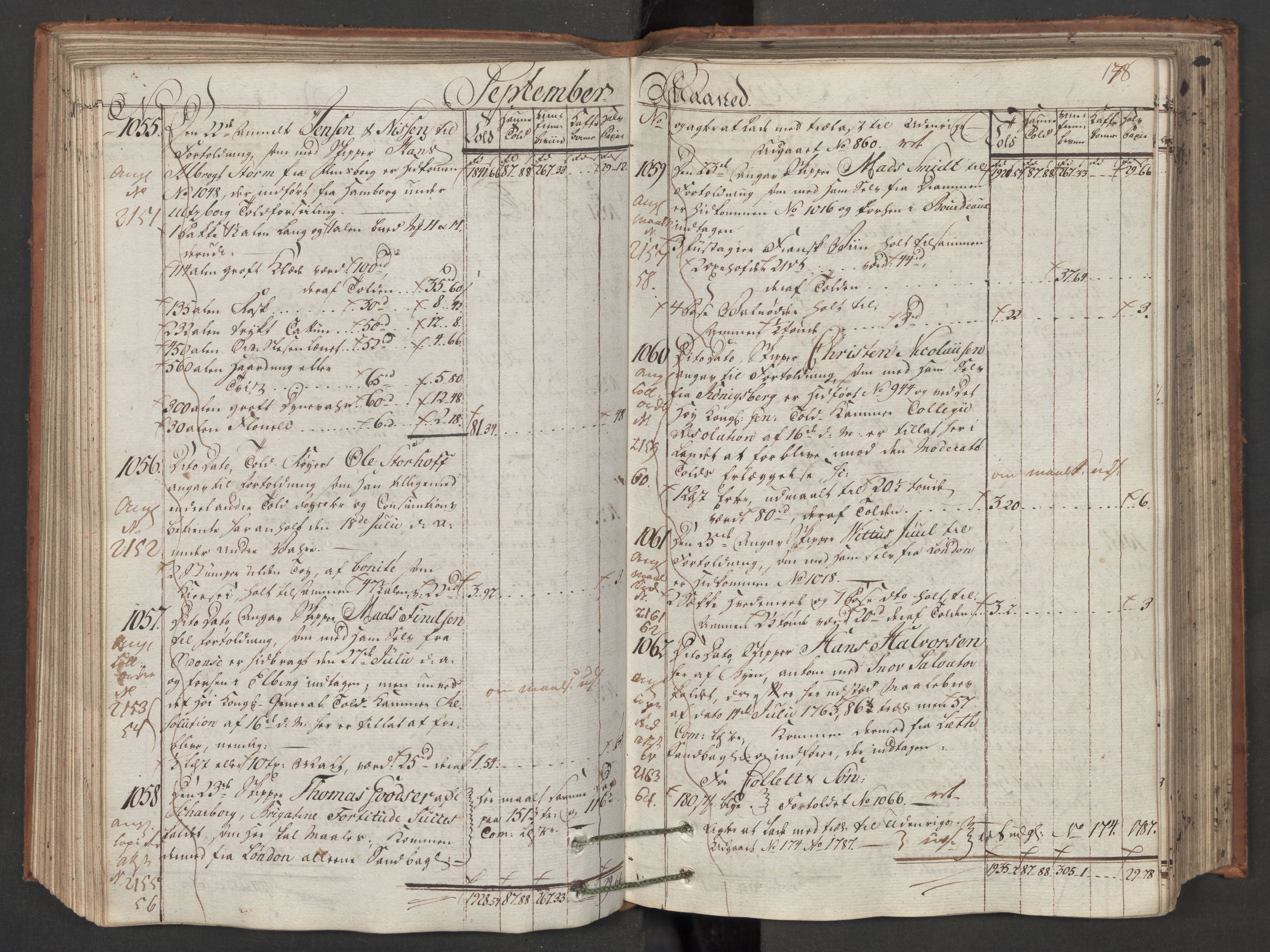 Generaltollkammeret, tollregnskaper, AV/RA-EA-5490/R06/L0165/0001: Tollregnskaper Kristiania / Inngående hovedtollbok, 1786, p. 177b-178a