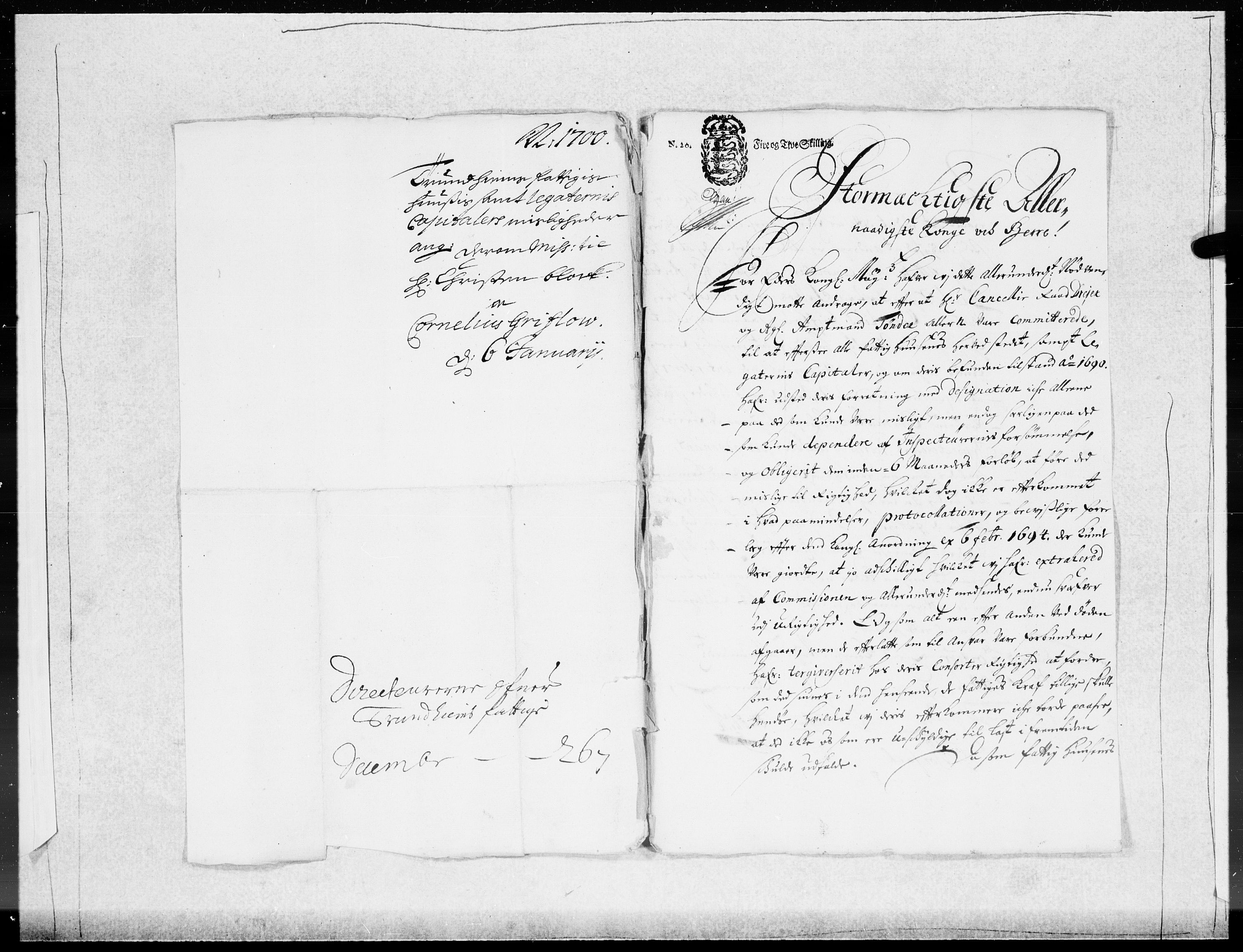 Danske Kanselli 1572-1799, AV/RA-EA-3023/F/Fc/Fcc/Fcca/L0049: Norske innlegg 1572-1799, 1699-1700, p. 285