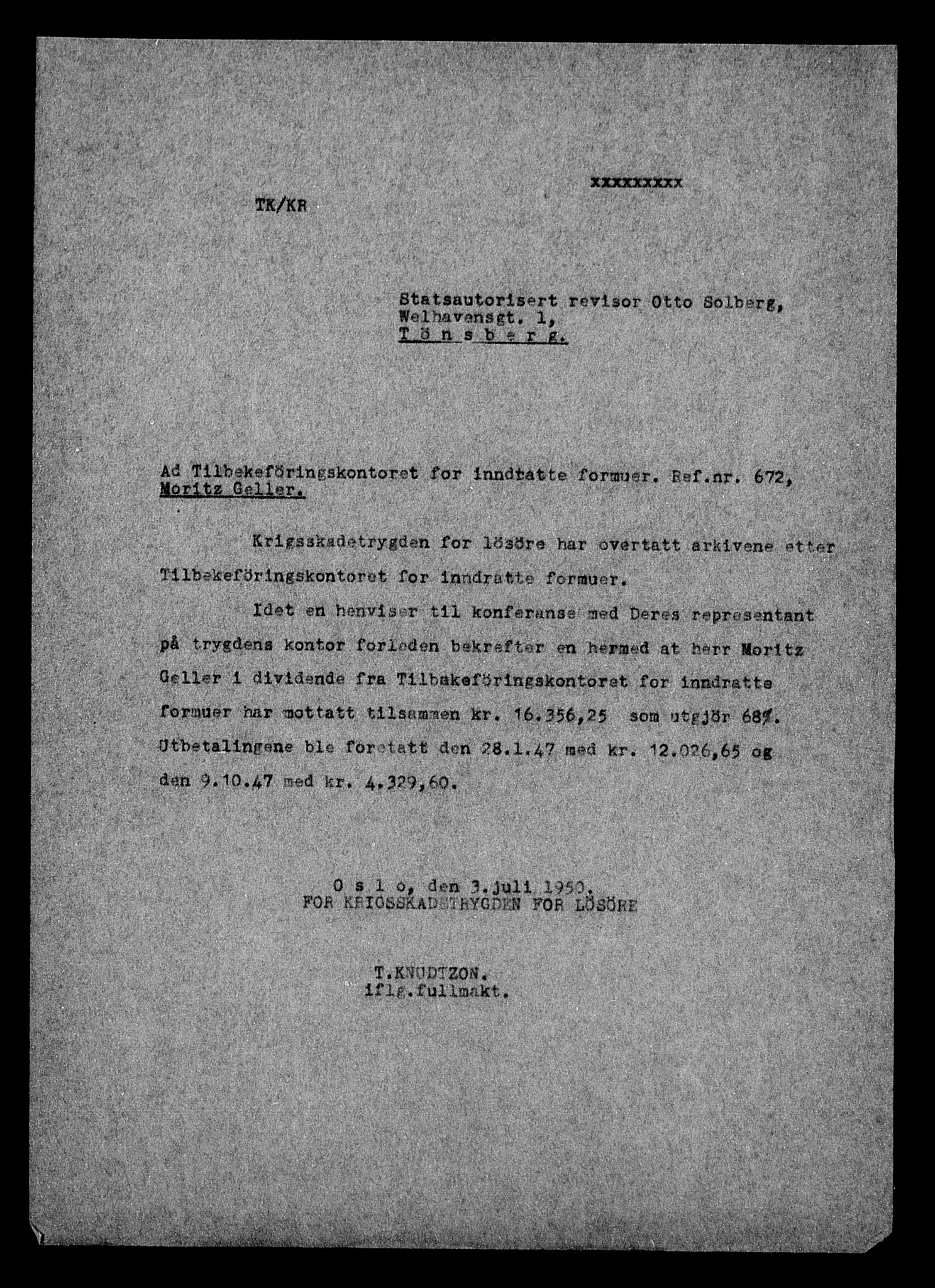 Justisdepartementet, Tilbakeføringskontoret for inndratte formuer, AV/RA-S-1564/H/Hc/Hcd/L0995: --, 1945-1947, p. 462