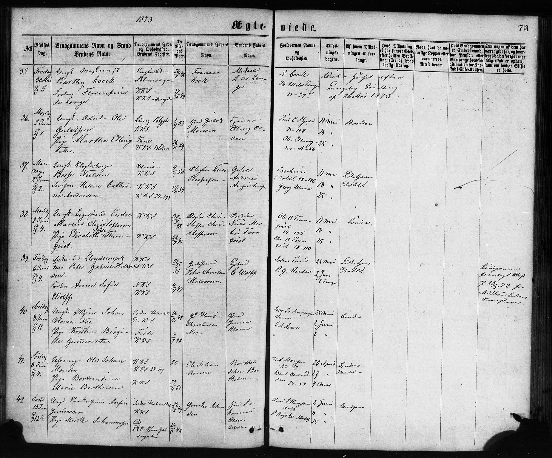 Korskirken sokneprestembete, SAB/A-76101/H/Haa/L0036: Parish register (official) no. D 3, 1867-1882, p. 73