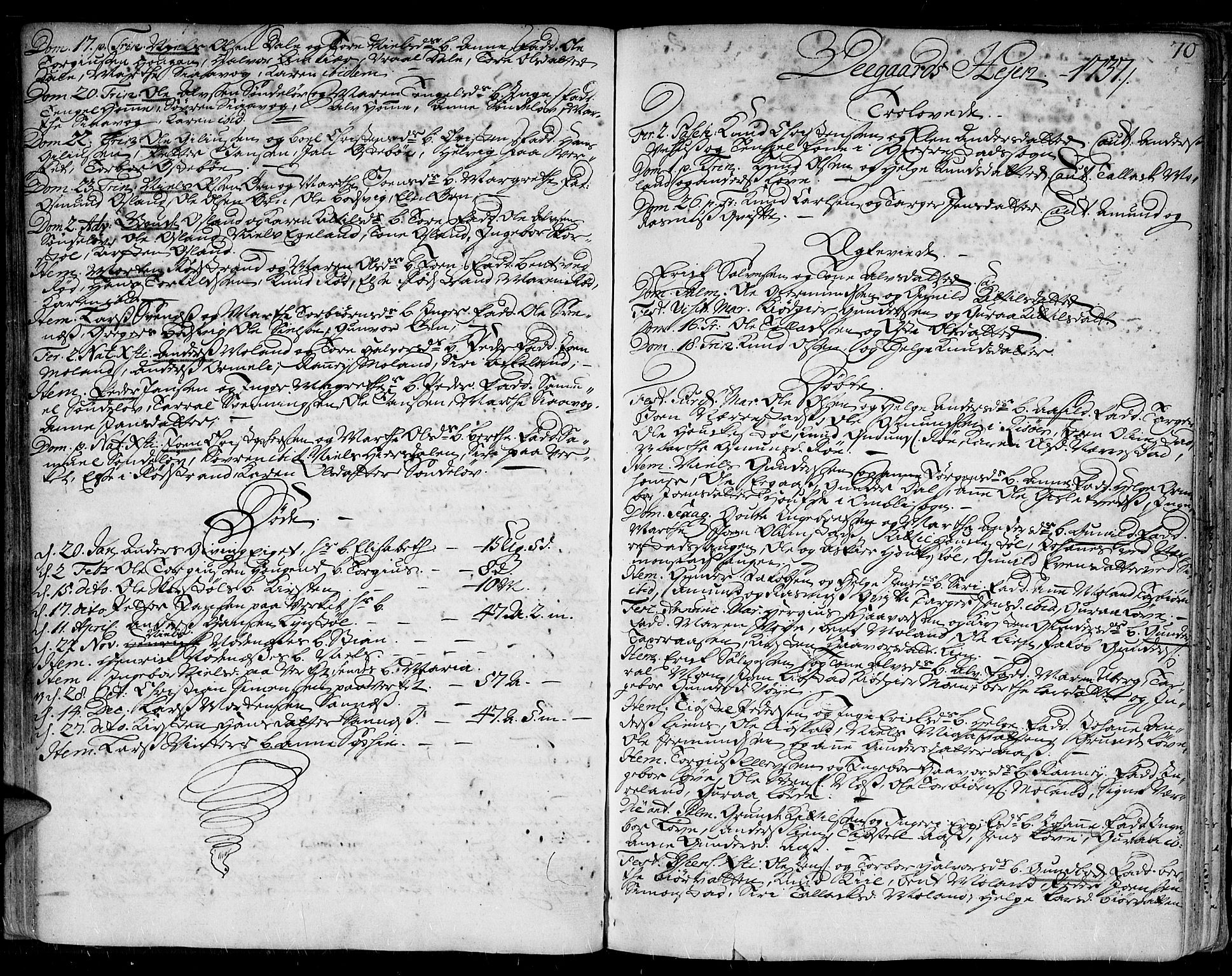 Gjerstad sokneprestkontor, AV/SAK-1111-0014/F/Fa/Faa/L0002: Parish register (official) no. A 2, 1717-1779, p. 70