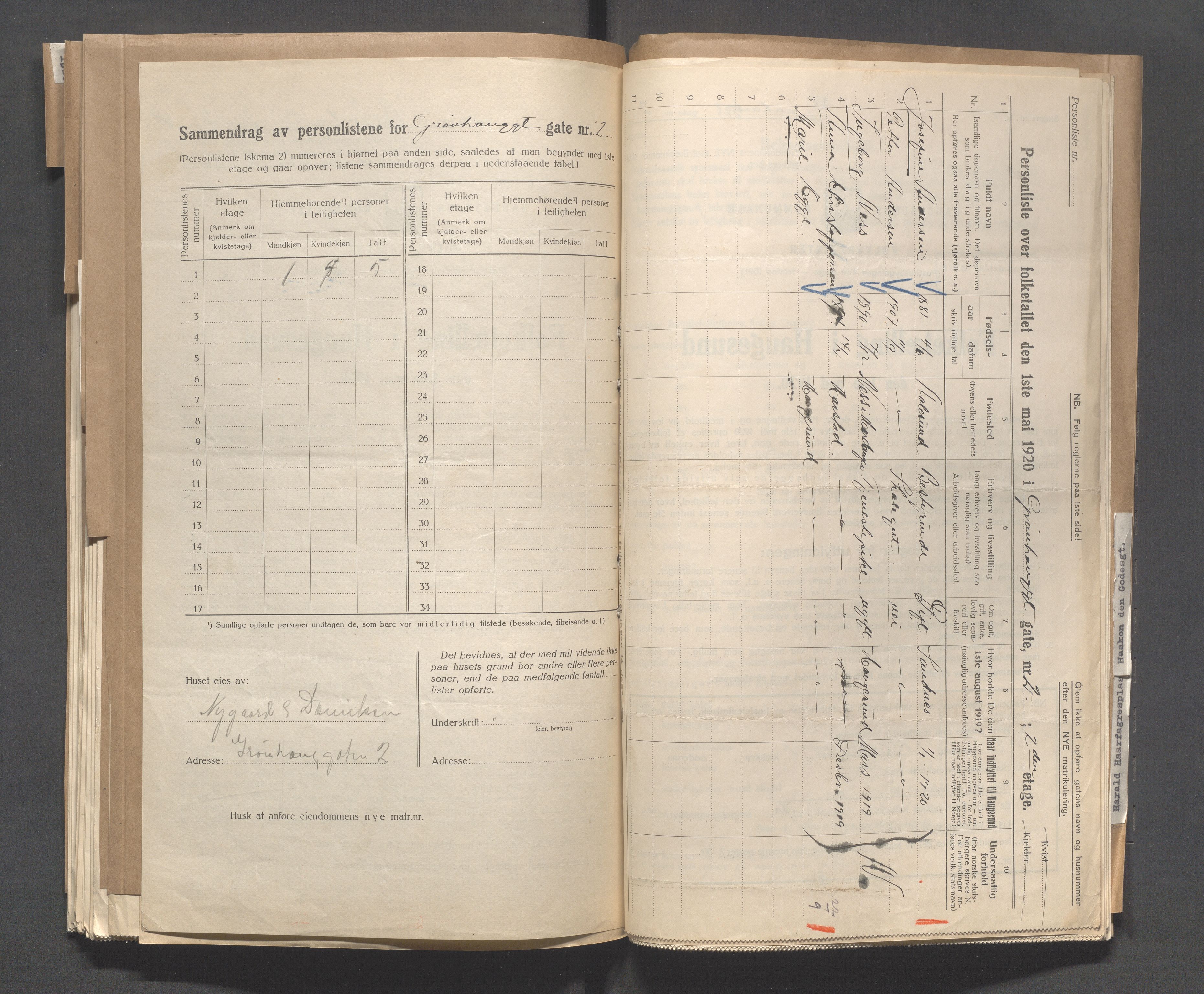 IKAR, Local census 1.5.1920 for Haugesund, 1920, p. 1098