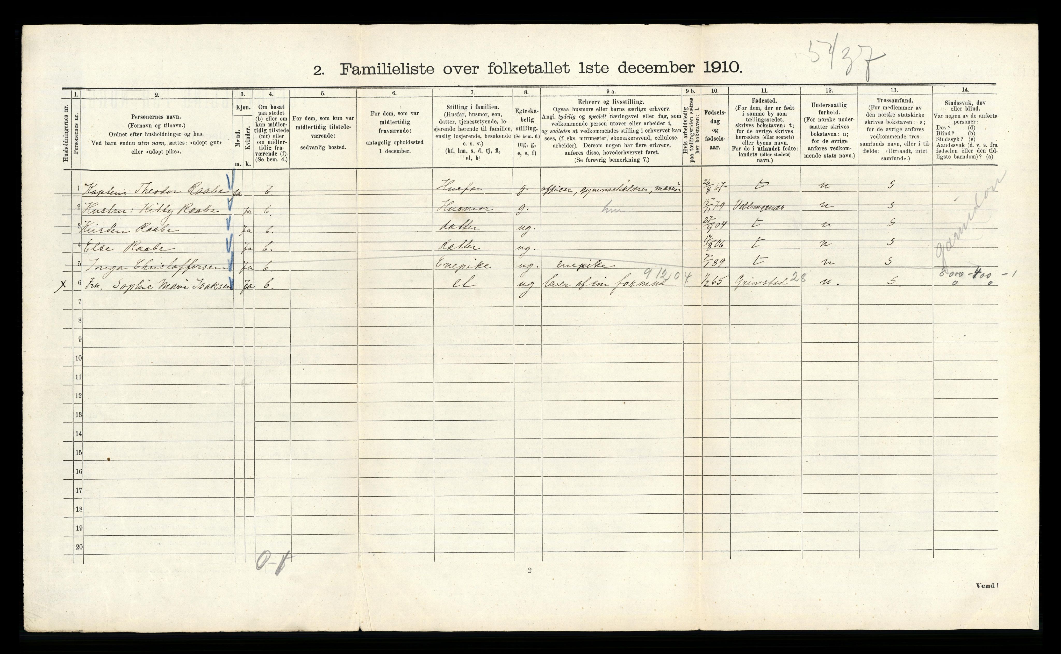 RA, 1910 census for Kristiania, 1910, p. 120950