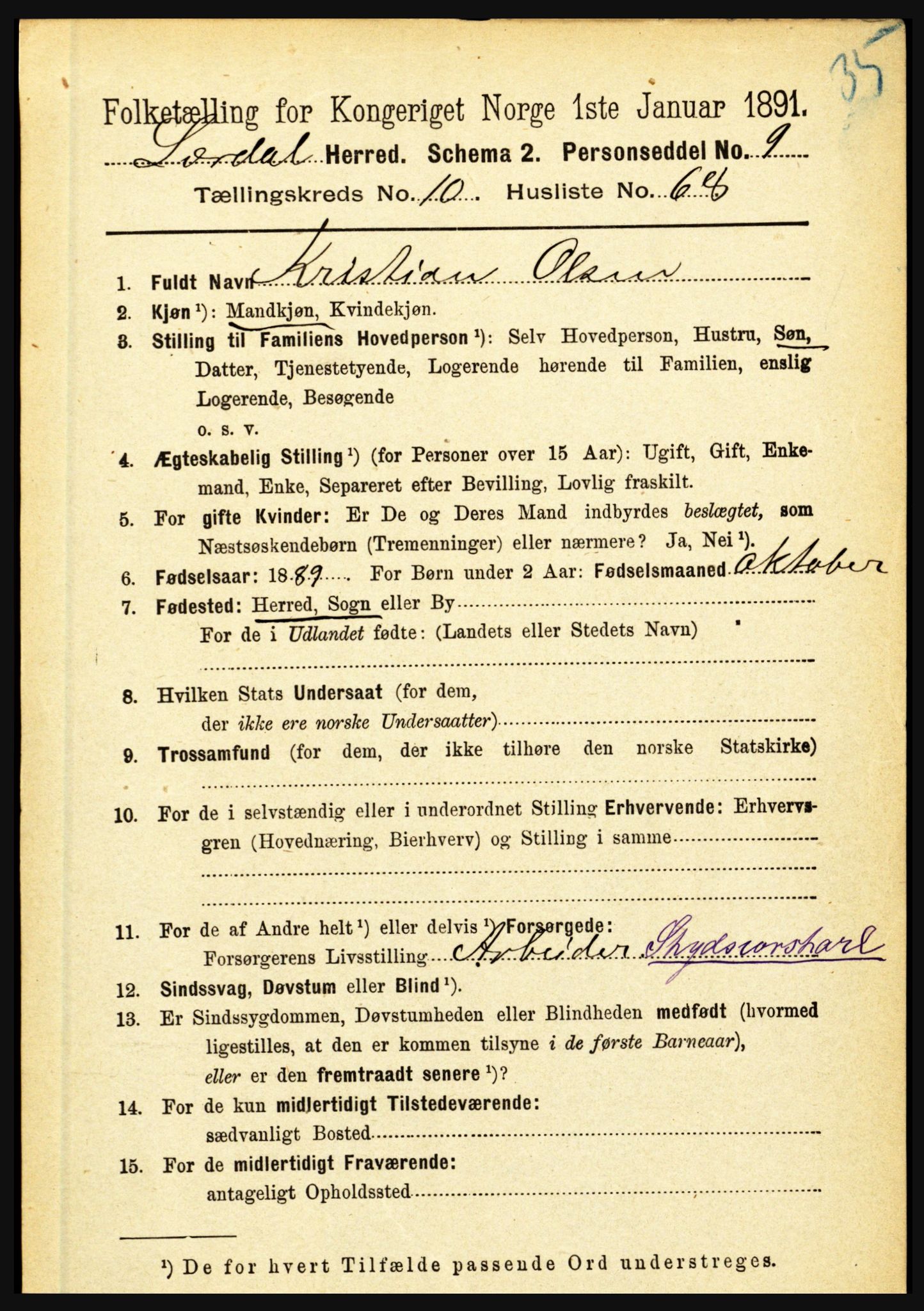 RA, 1891 census for 1422 Lærdal, 1891, p. 2094