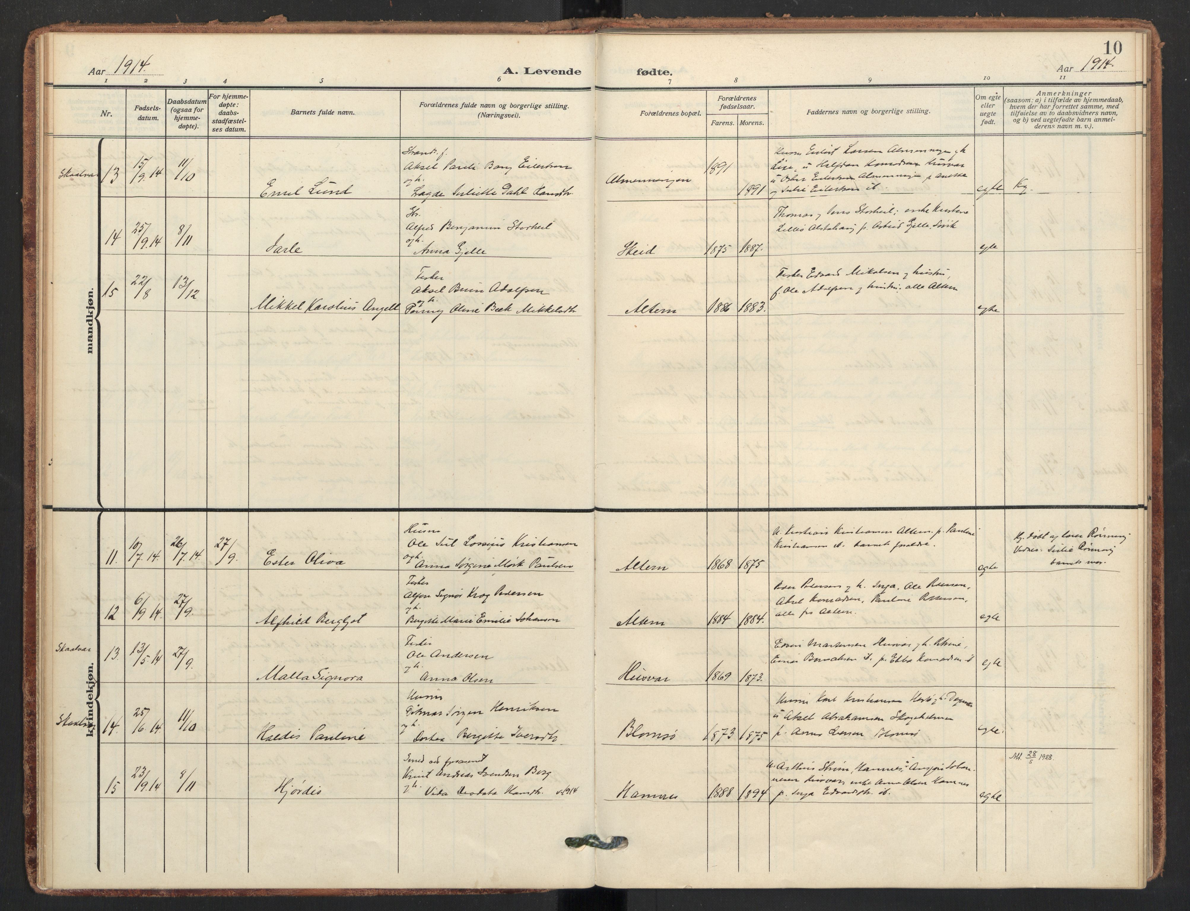 Ministerialprotokoller, klokkerbøker og fødselsregistre - Nordland, AV/SAT-A-1459/830/L0455: Parish register (official) no. 830A19, 1912-1942, p. 10