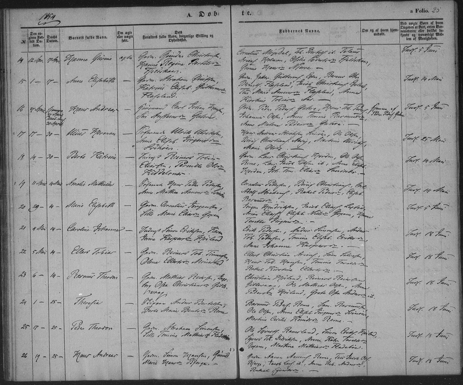 Sør-Audnedal sokneprestkontor, AV/SAK-1111-0039/F/Fa/Faa/L0002: Parish register (official) no. A 2, 1848-1867, p. 25