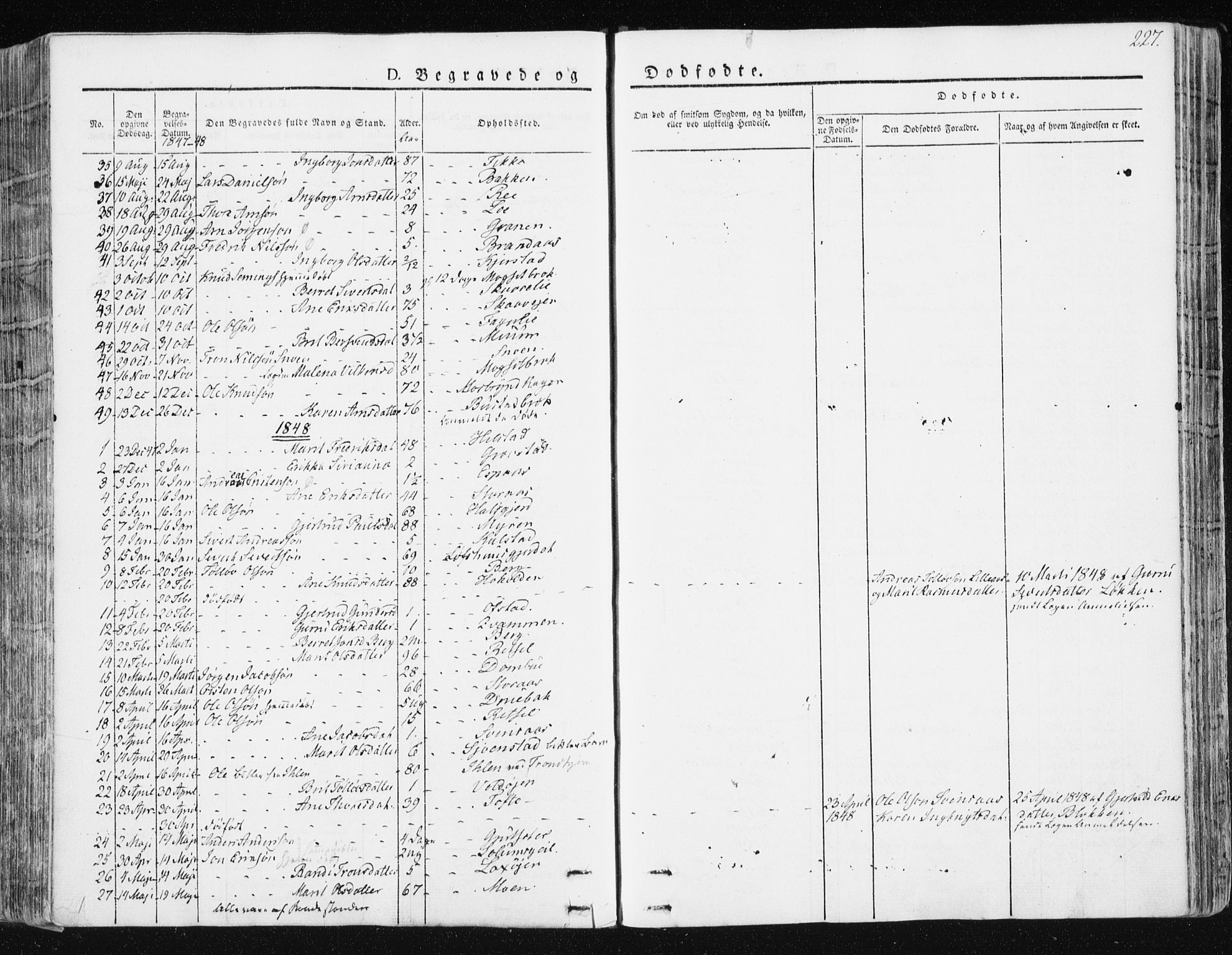 Ministerialprotokoller, klokkerbøker og fødselsregistre - Sør-Trøndelag, SAT/A-1456/672/L0855: Parish register (official) no. 672A07, 1829-1860, p. 227