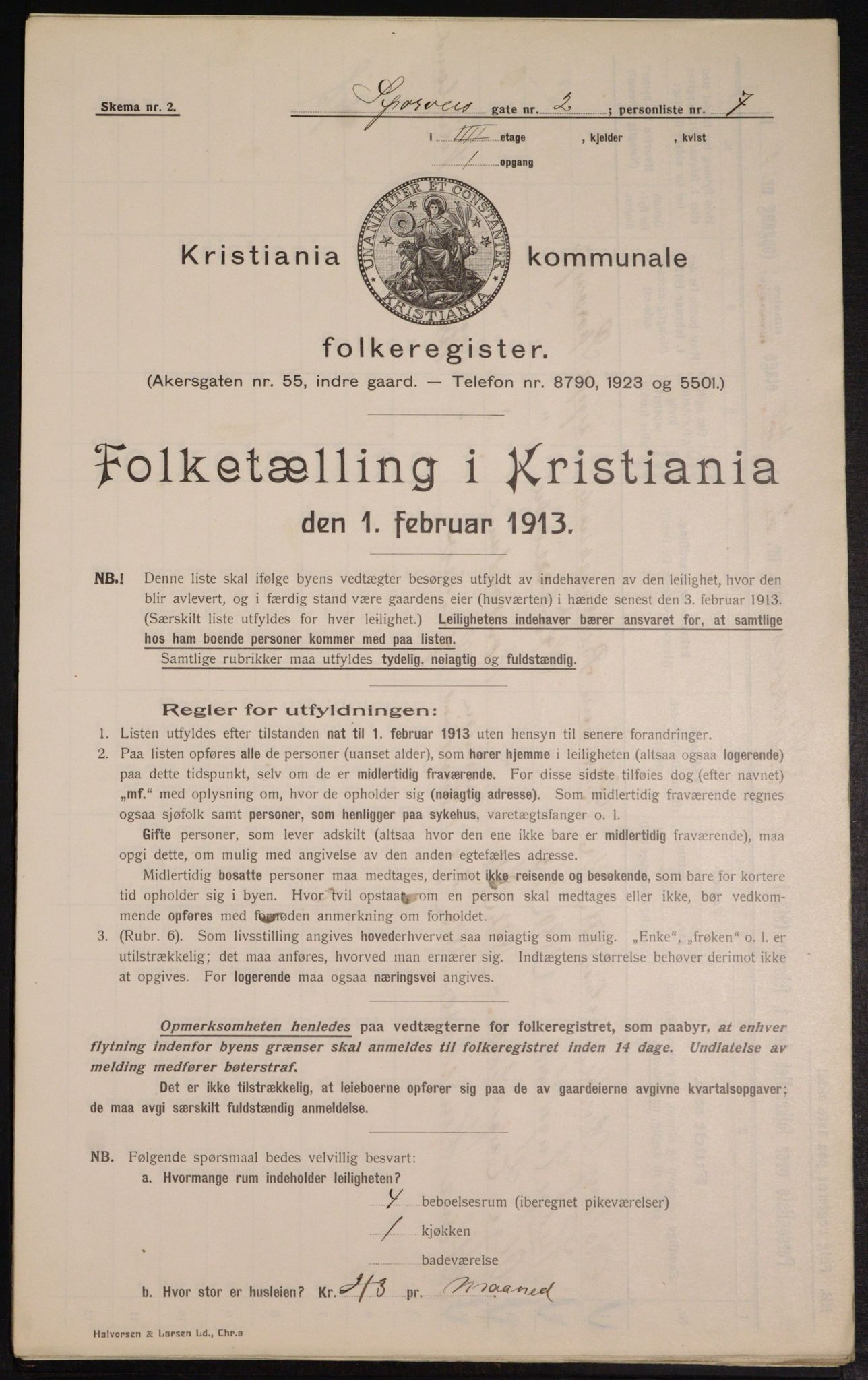 OBA, Municipal Census 1913 for Kristiania, 1913, p. 100442