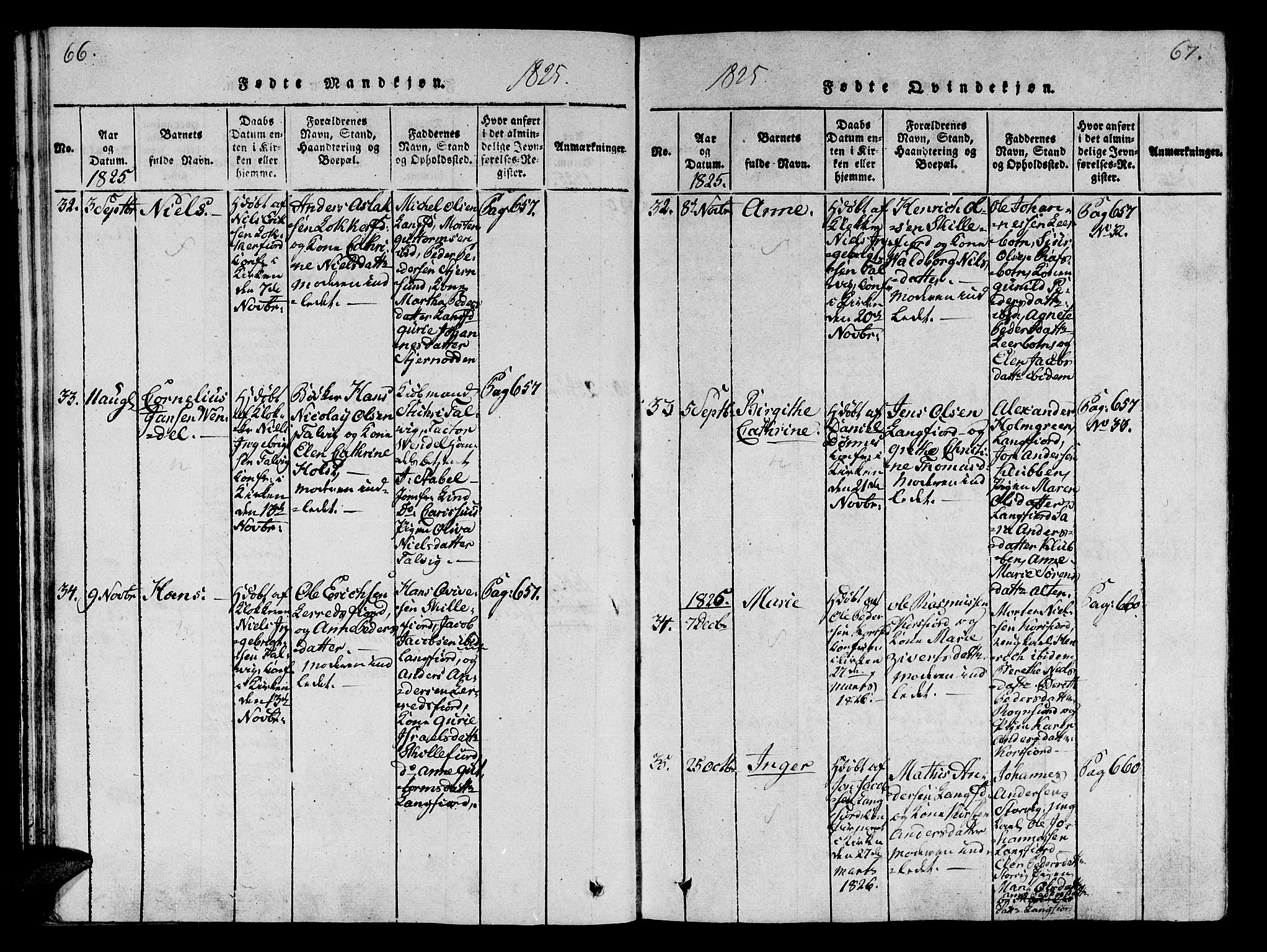Talvik sokneprestkontor, SATØ/S-1337/H/Ha/L0008kirke: Parish register (official) no. 8, 1821-1837, p. 66-67