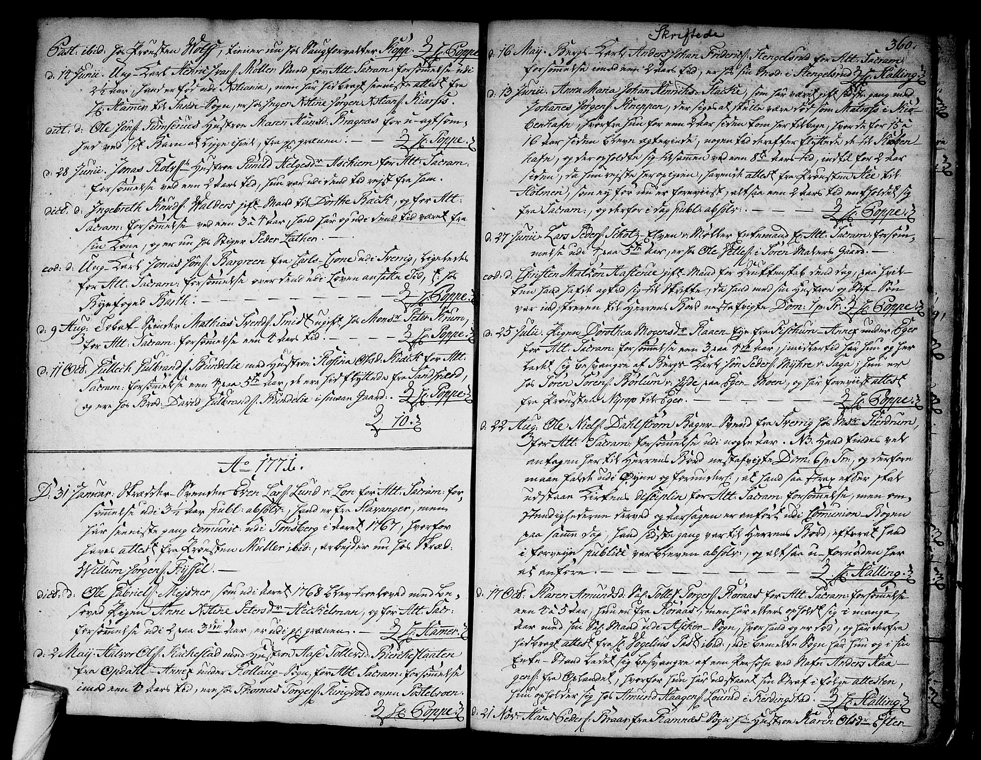 Kongsberg kirkebøker, SAKO/A-22/F/Fa/L0005: Parish register (official) no. I 5, 1769-1782, p. 360