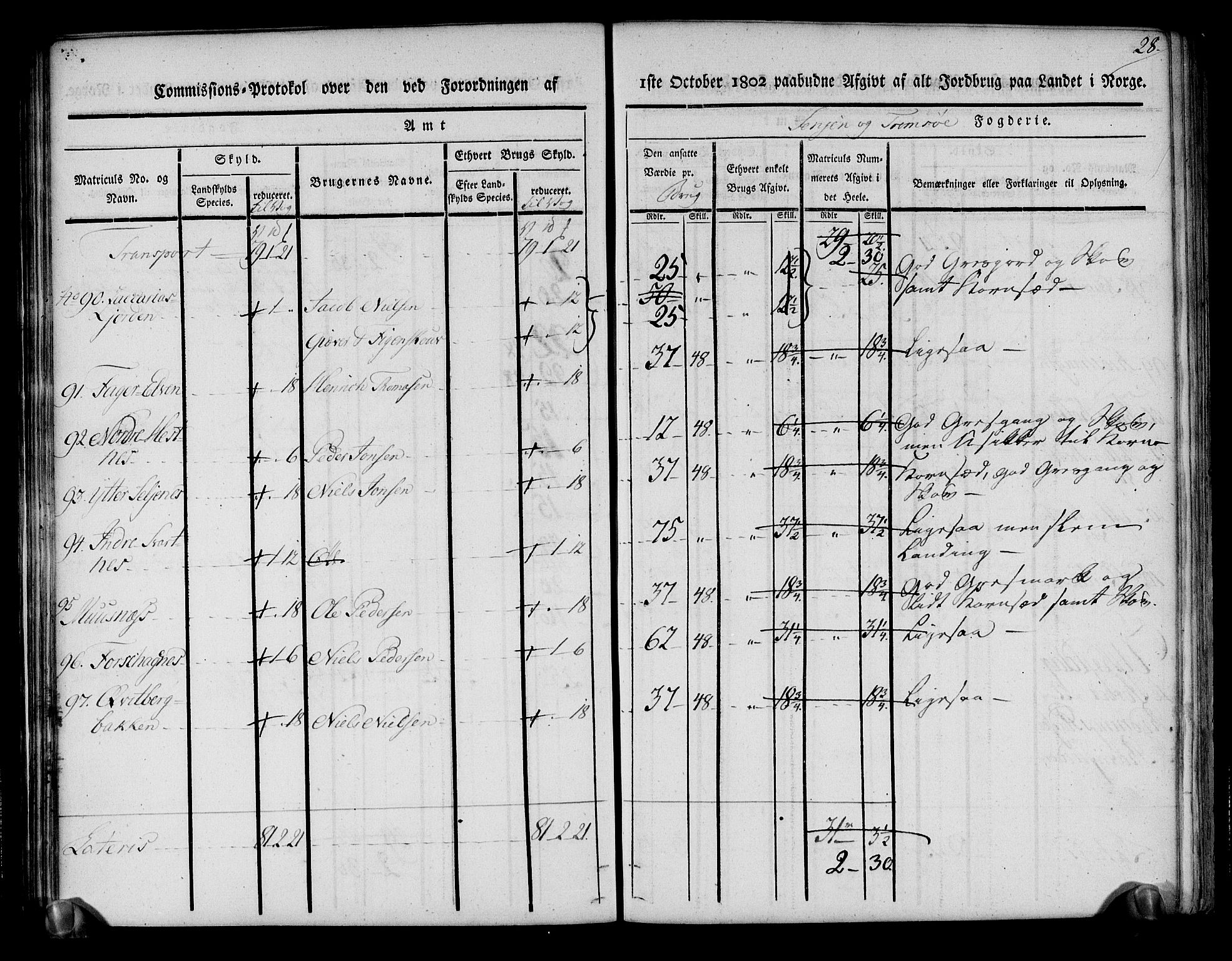 Rentekammeret inntil 1814, Realistisk ordnet avdeling, RA/EA-4070/N/Ne/Nea/L0170: Senja og Tromsø fogderi. Kommisjonsprotokoll for Tromsøy, Karlsøy og Lyngen samt Hillesøy, Helgøy og Skjervøy tinglag, 1803, p. 31